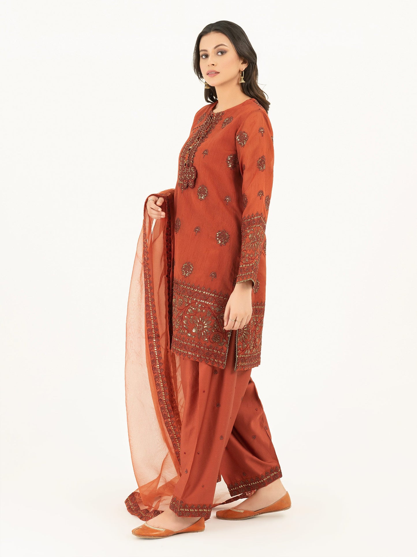 3 Piece Rajjo Net Suit-Embroidered (Pret)