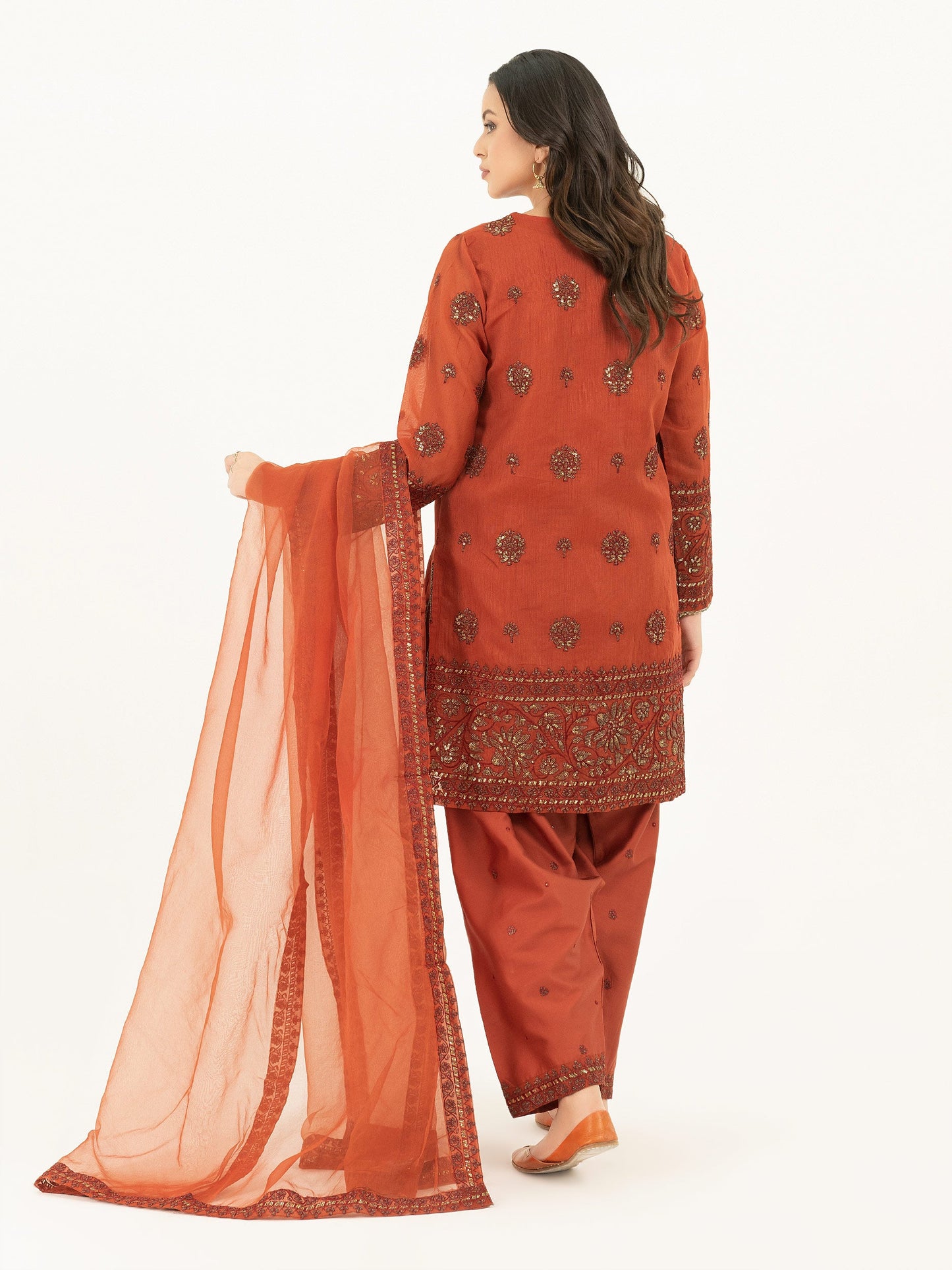 3 Piece Rajjo Net Suit-Embroidered (Pret)