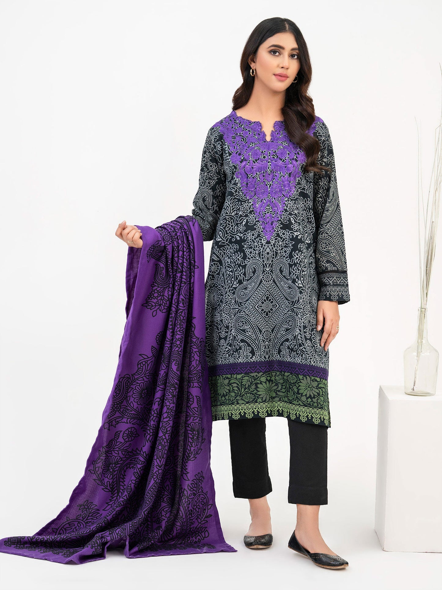 2 Piece Khaddar Suit-Embroidered (Pret)