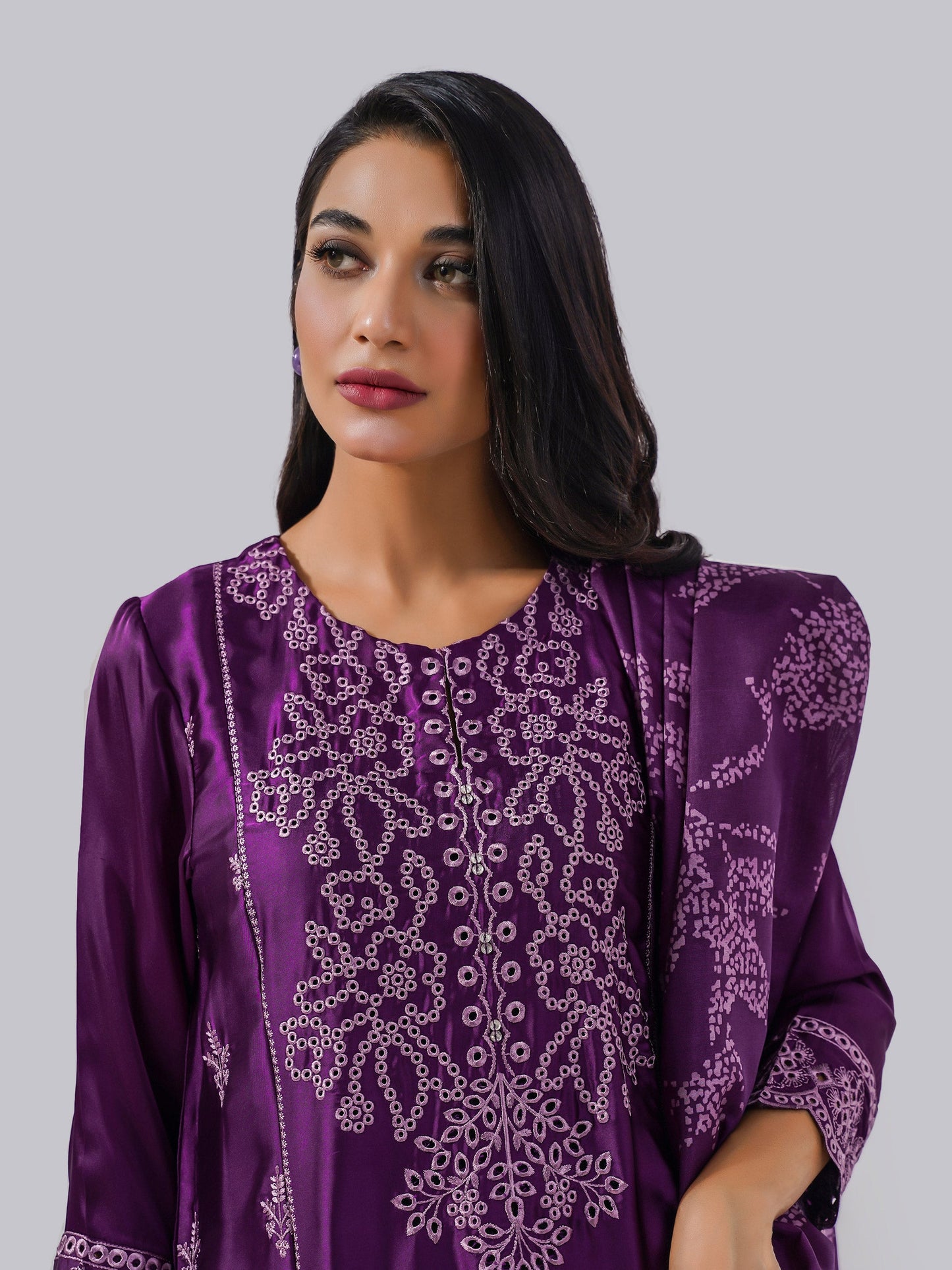 3 Piece Silk Suit-Embroidered (Pret)