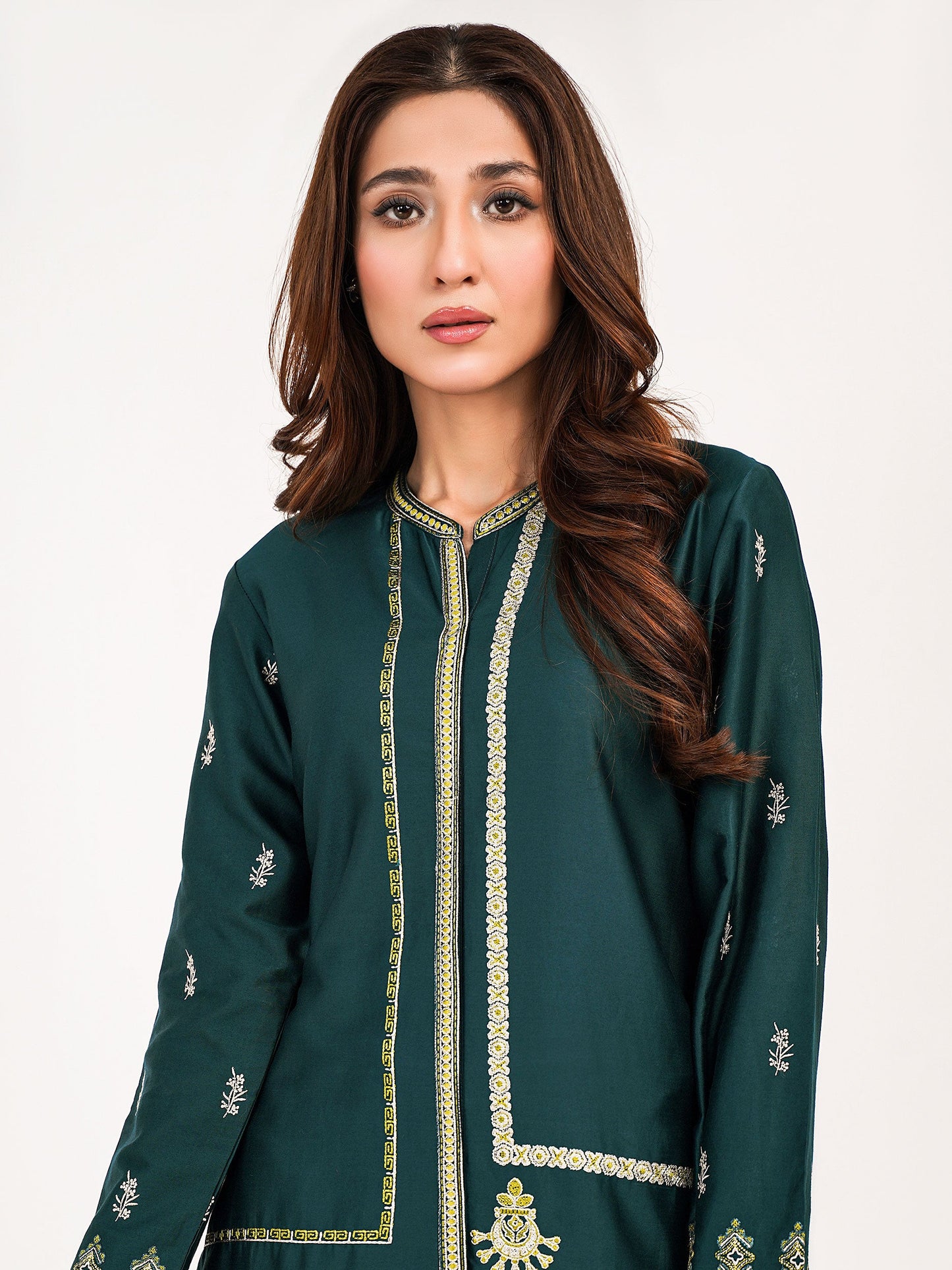 Satin Shirt-Embroidered(Pret)