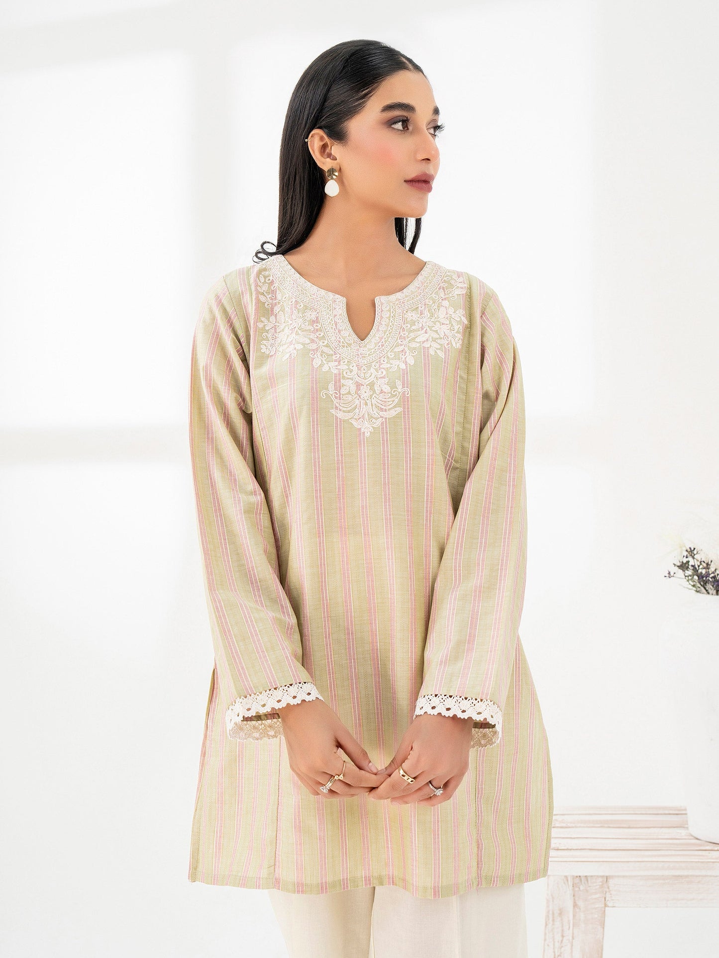 Yarn Dyed Kurti-Embroidered (Pret)