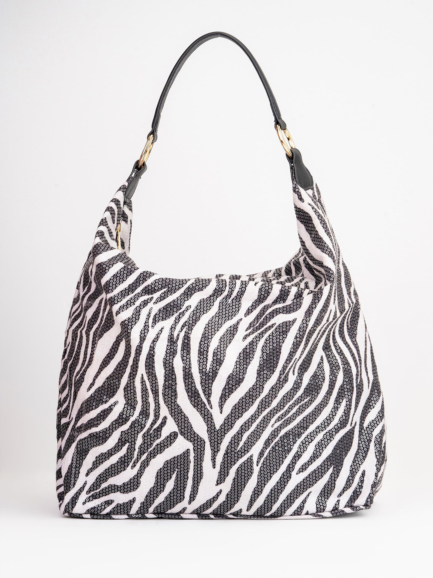 Printed Sequins Embellished Tote Bag