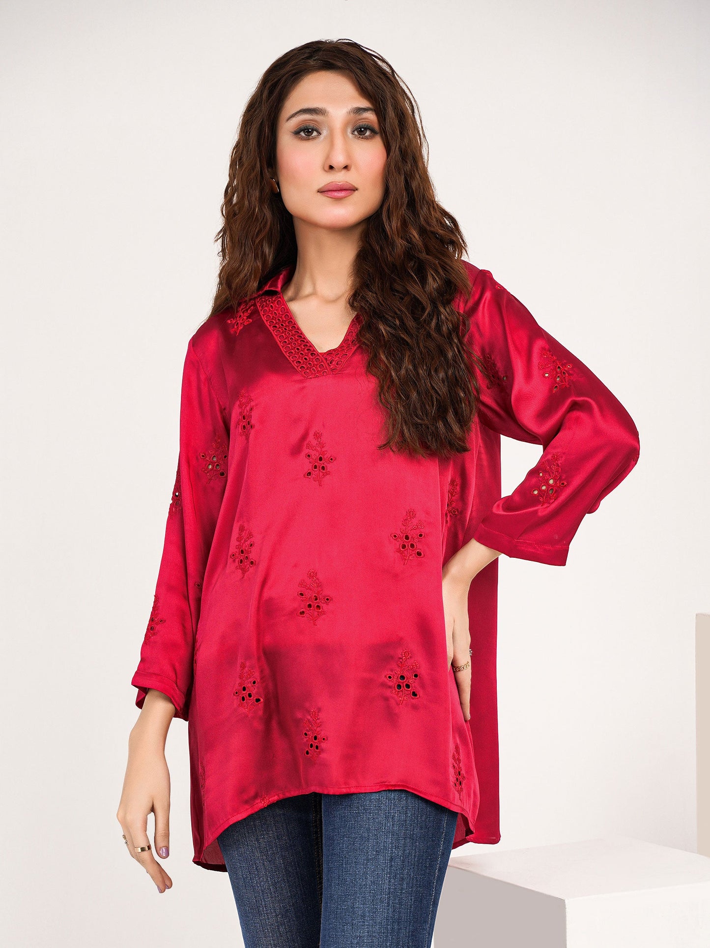 Silk Embroidered Top