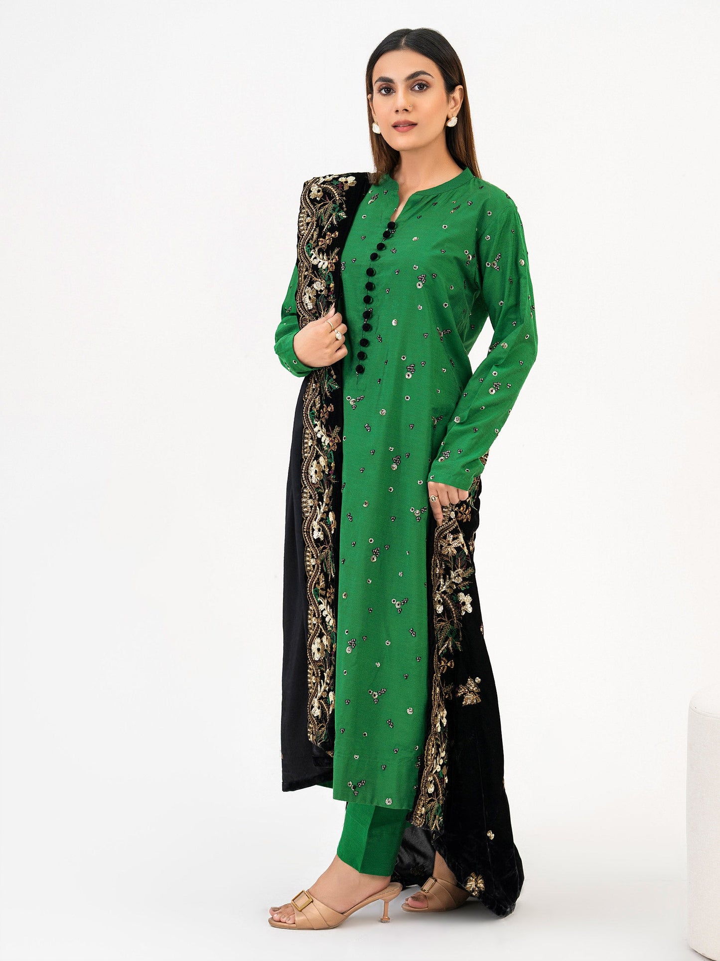 3 Piece Yarn Dyed Suit-Embroidered (Pret)