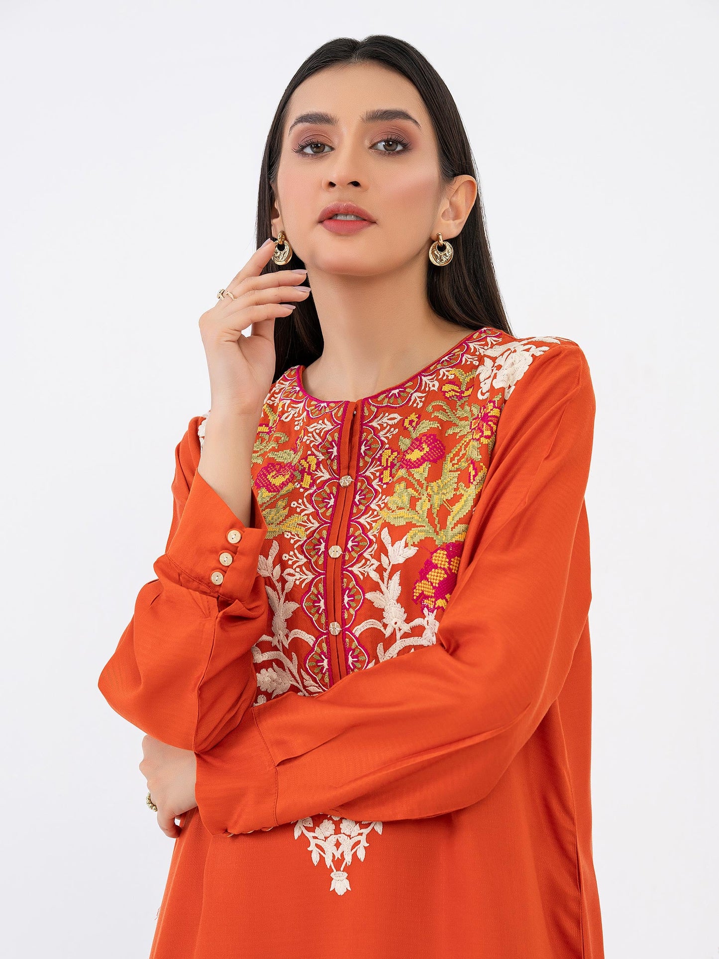 Linen Kurti-Embroidered (Pret)