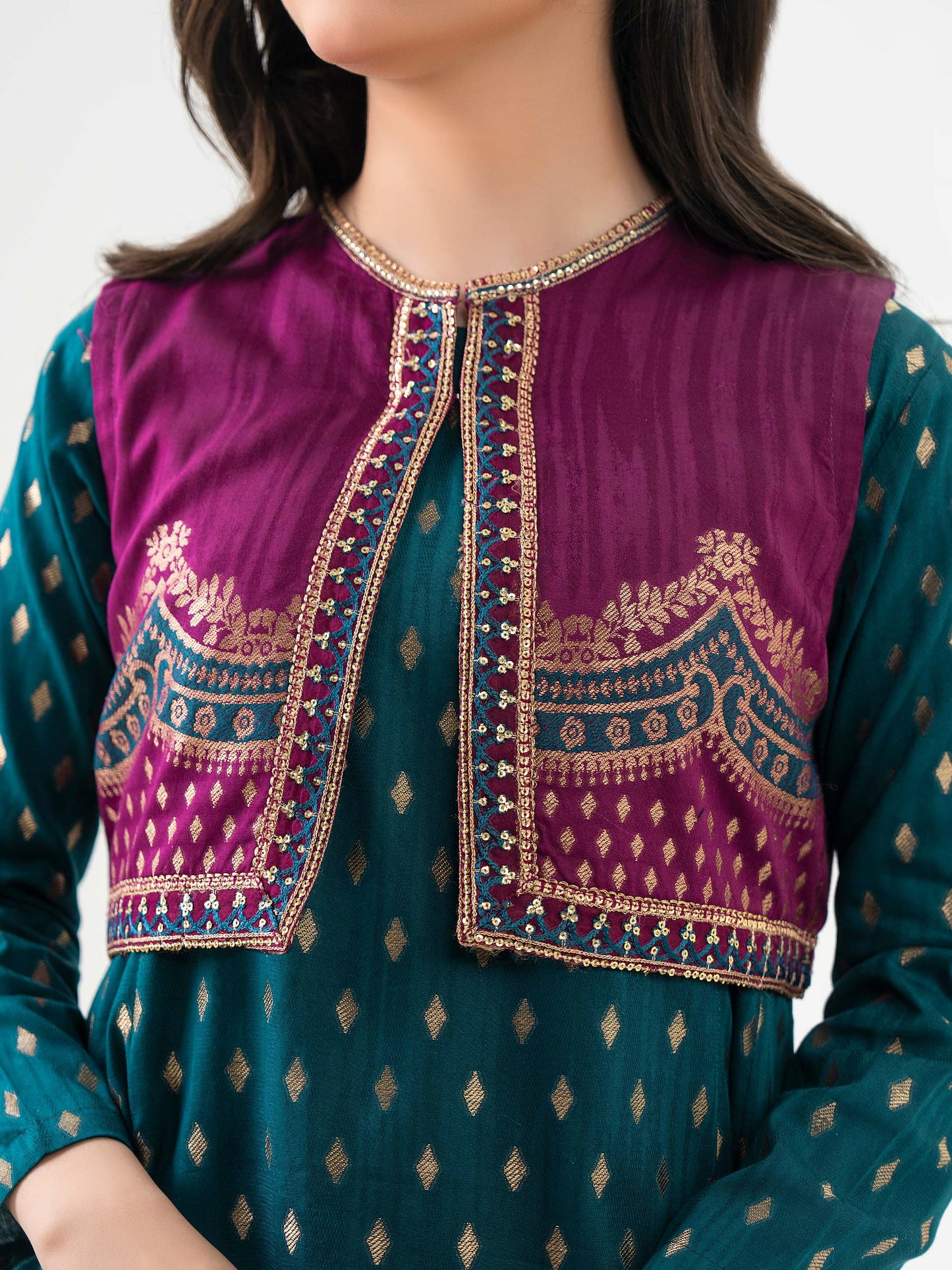 Jacquard Shirt With Bolero-Embroidered (Pret)