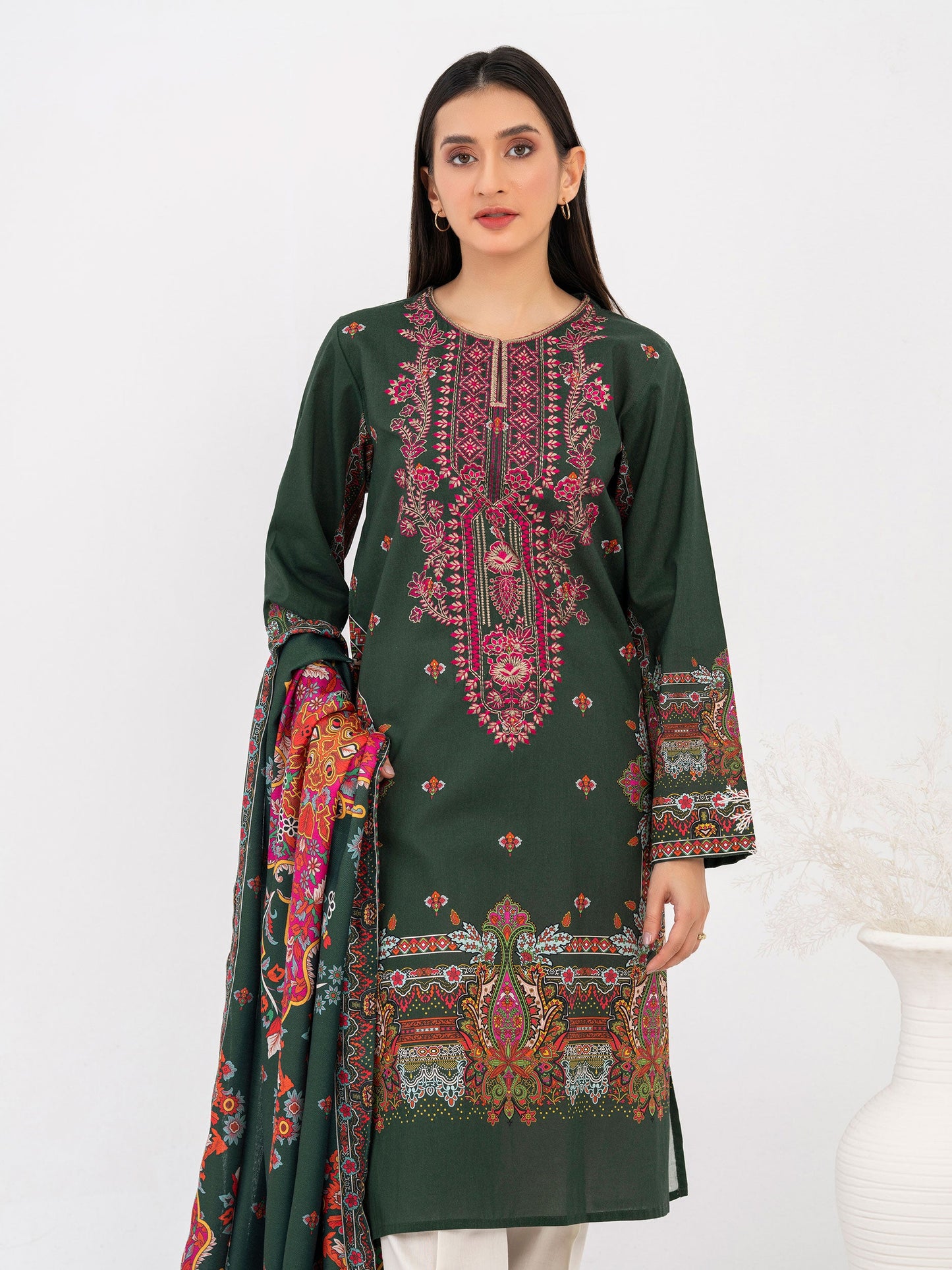 2 Piece Winter Cotton Suit-Embroidered (Pret)