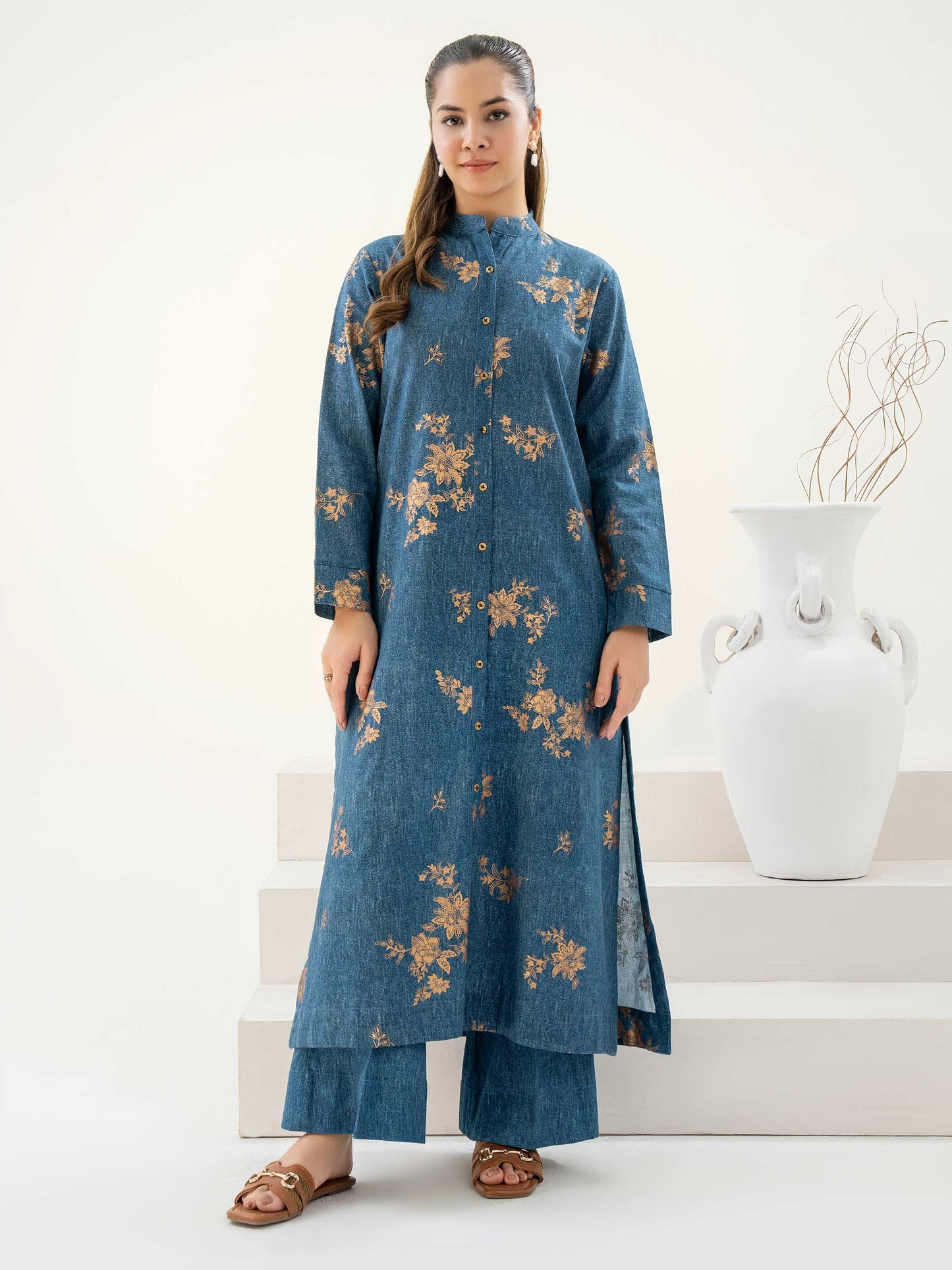 2 Piece Khaddar Suit-Paste Print (Pret)