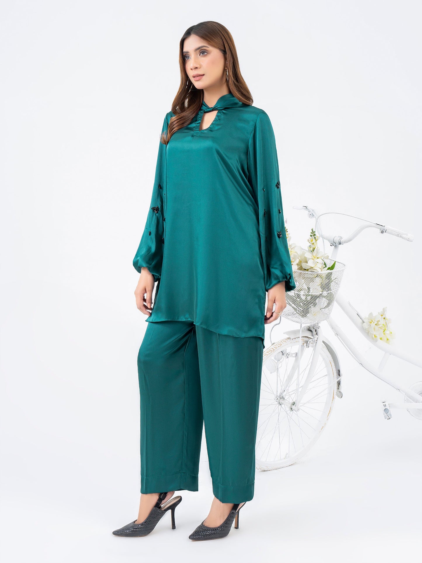 2 Piece Silk Suit-Embellished (Pret)