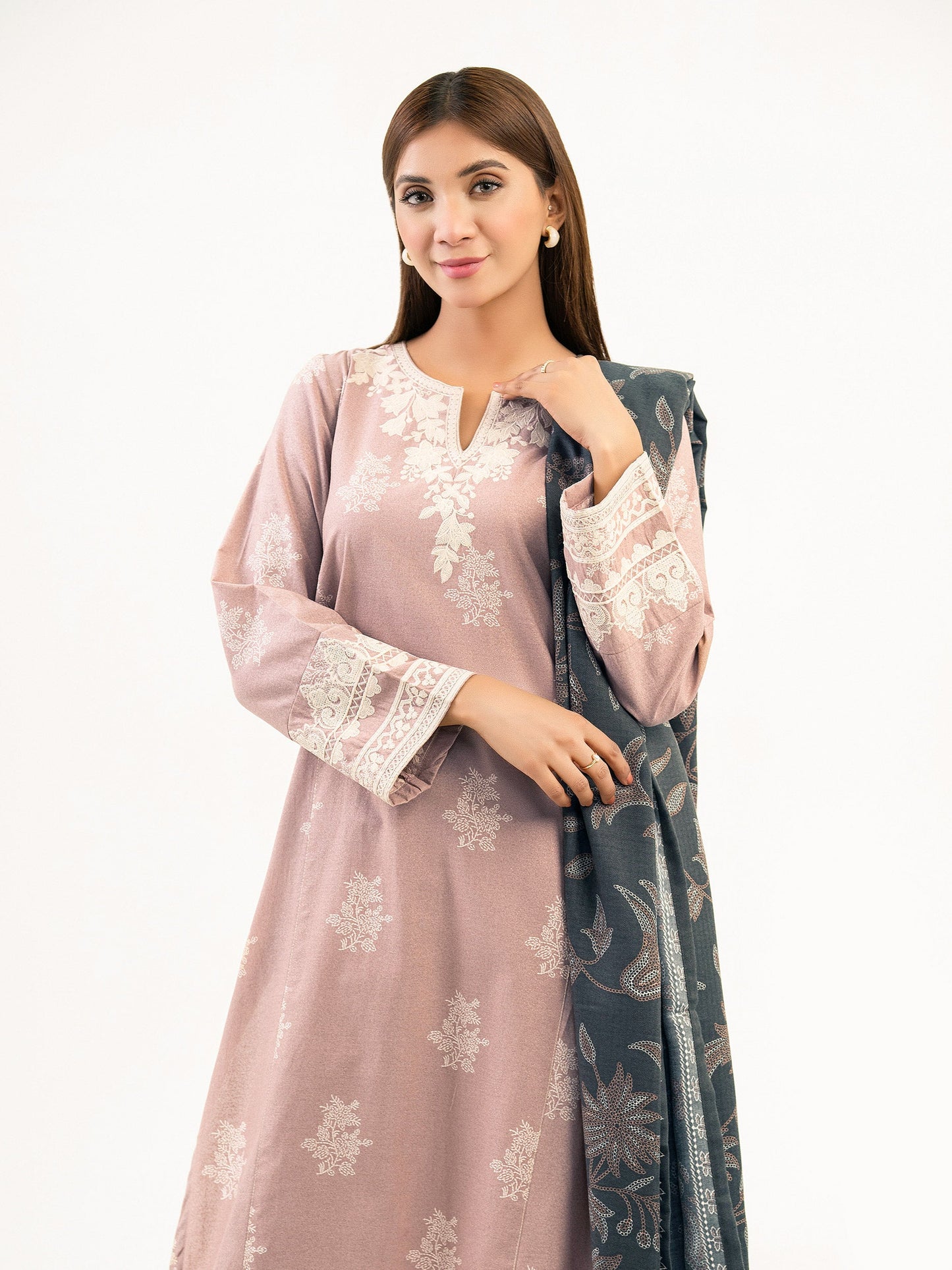 3 Piece Karandi Suit-Embroidered (Pret)