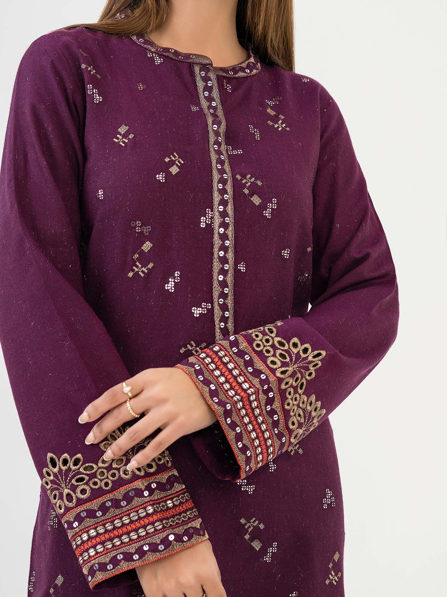 2 Piece Karandi Suit-Embroidered (Pret)