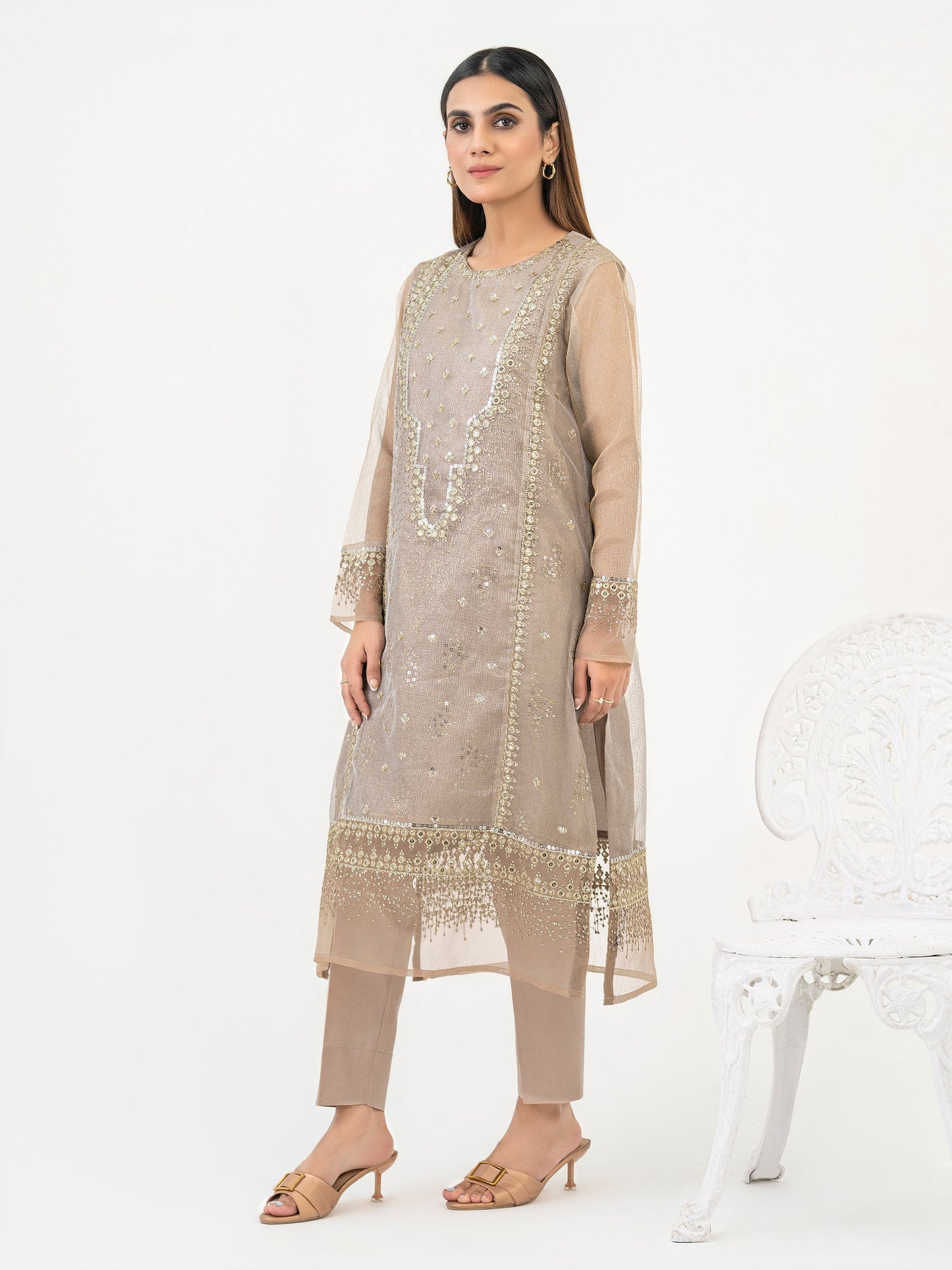 2 Piece Net Suit-Embroidered (Pret)