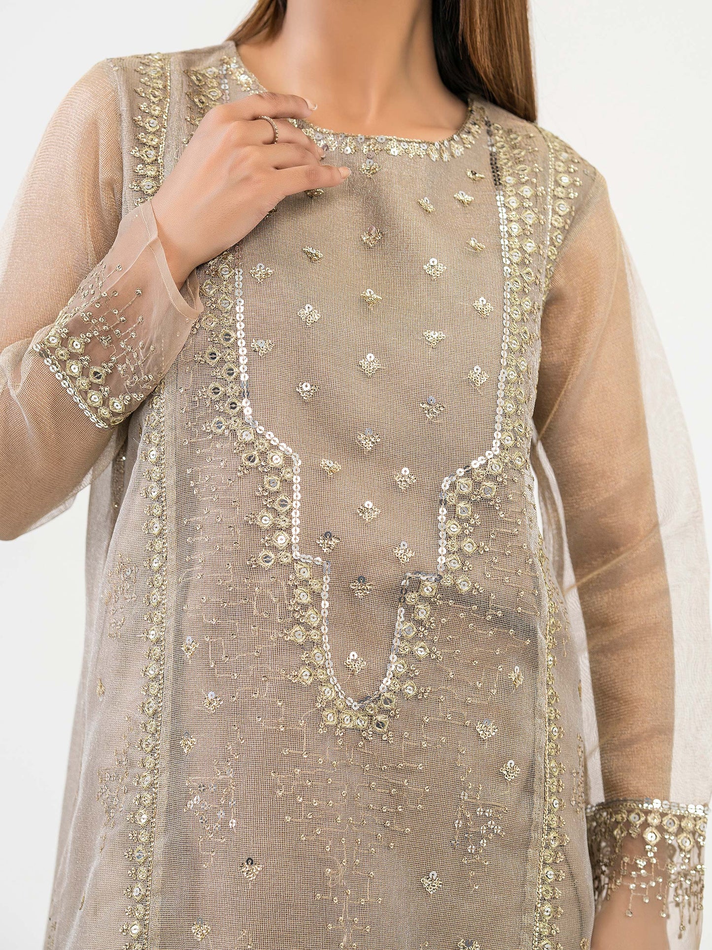 2 Piece Net Suit-Embroidered (Pret)