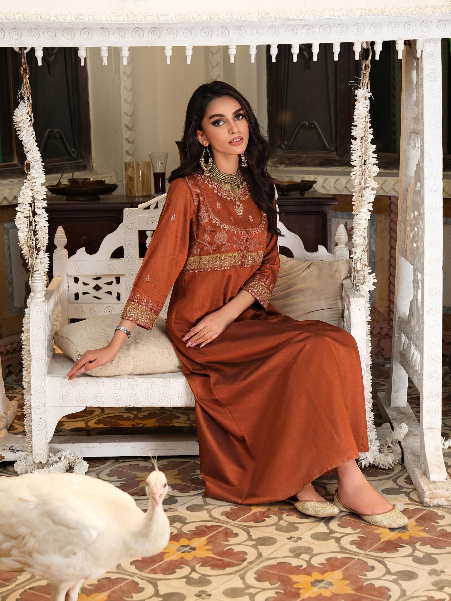 2 Piece Raw Silk Suit-Embroidered (Pret)