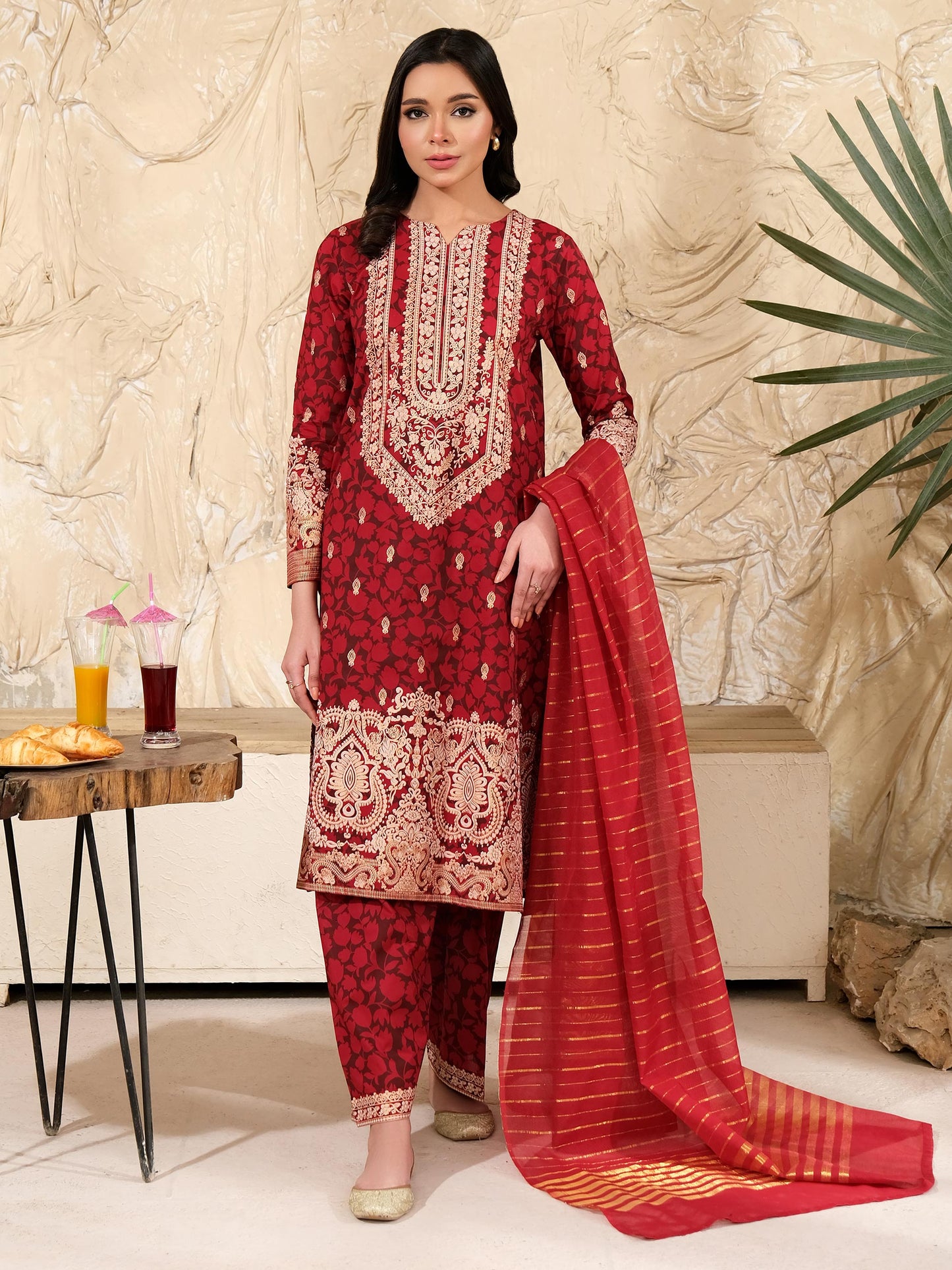 3 Piece Lawn Suit-Paste Print (Pret)