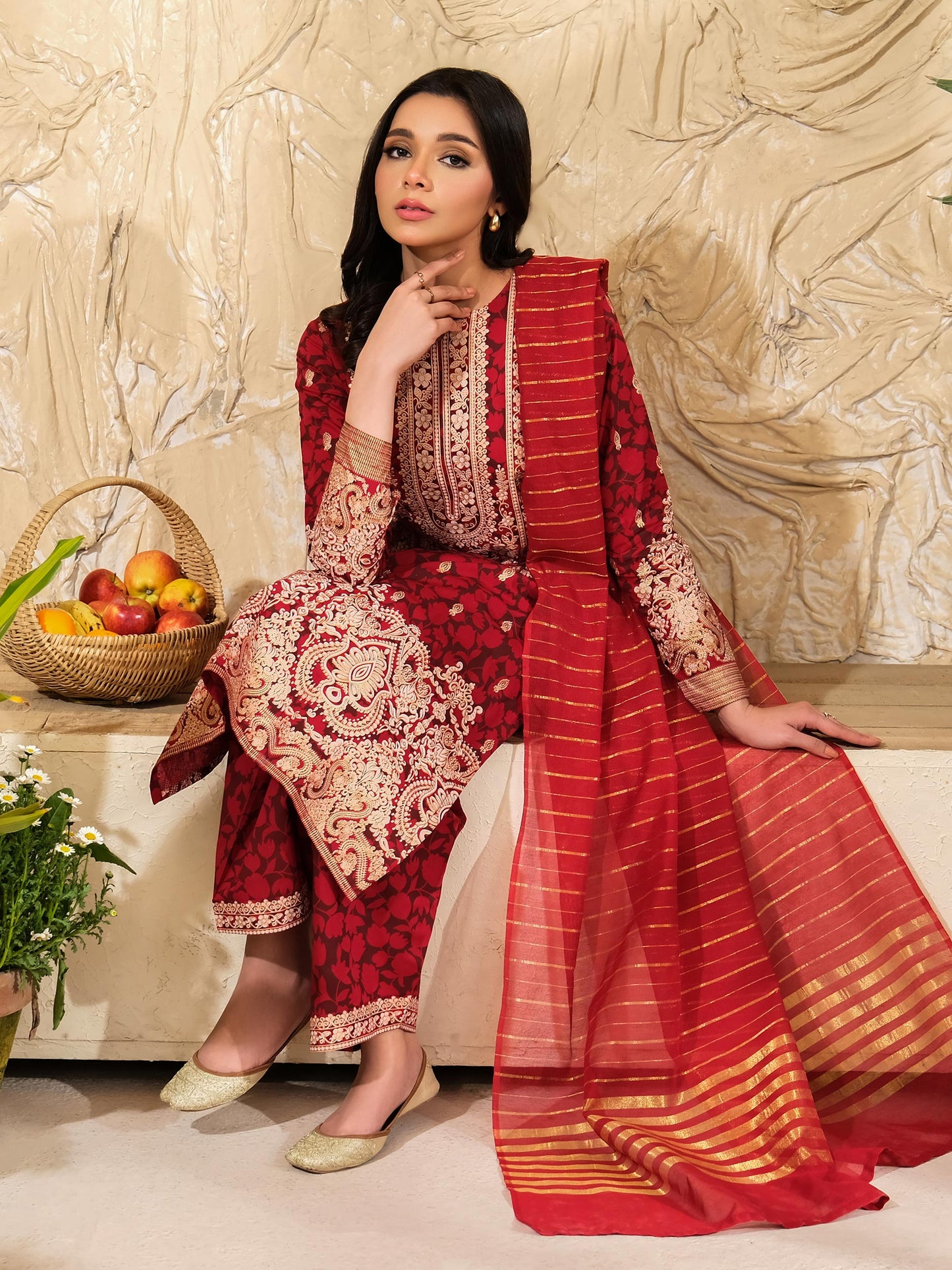 3 Piece Lawn Suit-Paste Print (Pret)