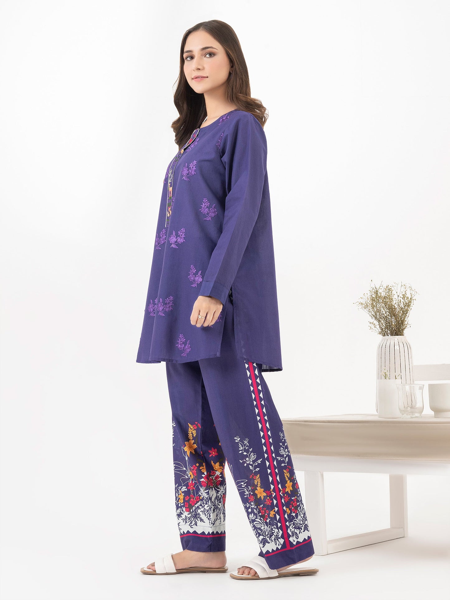 Lawn Co-Ord Set-Embroidered (Pret)