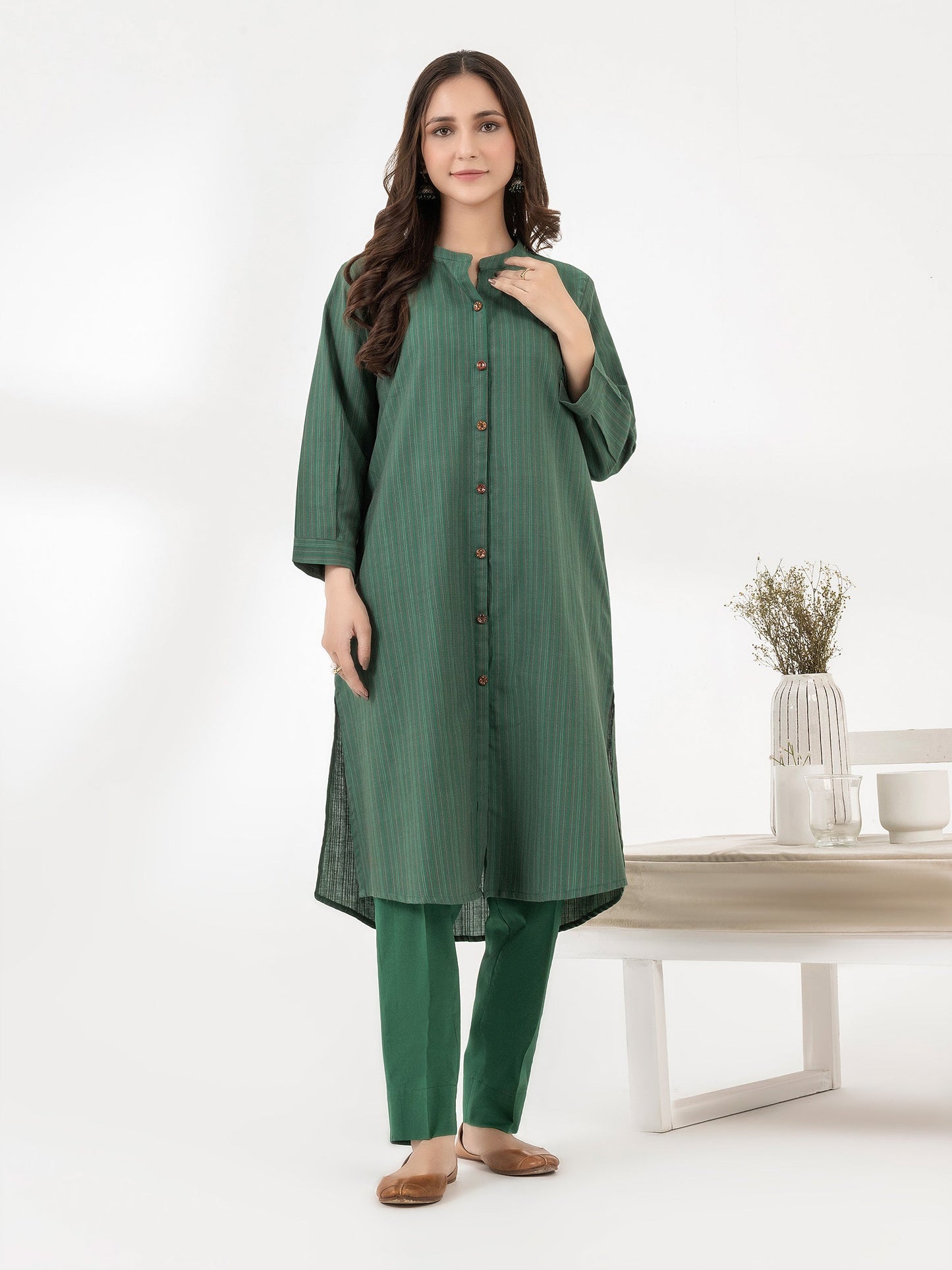 2 Piece Yarn Dyed Suit-Embroidered (Pret)