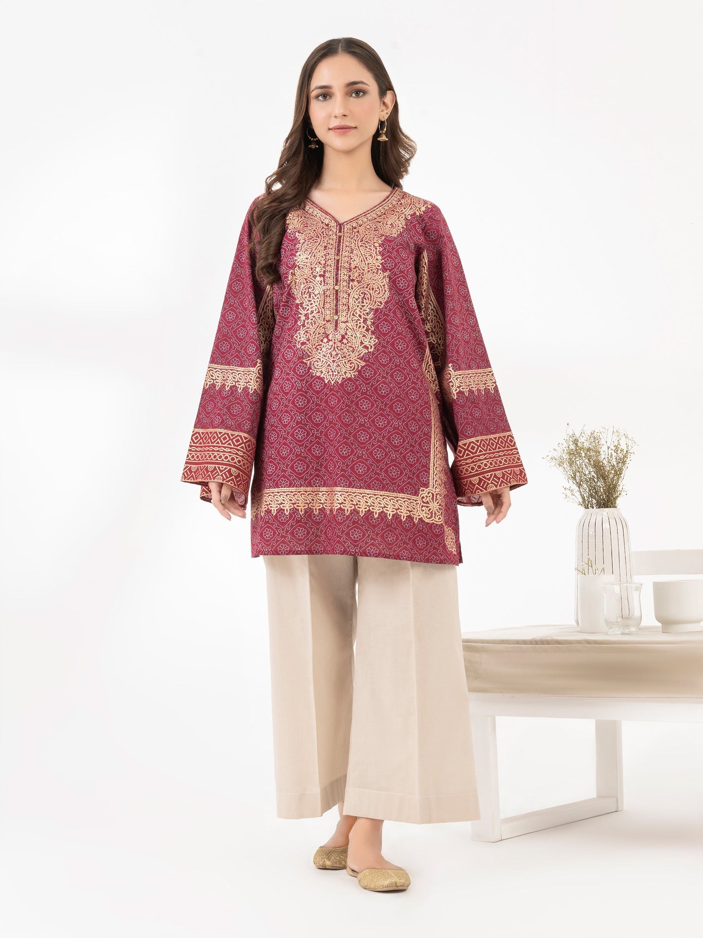 Cambric Kurti-Paste Print (Pret)