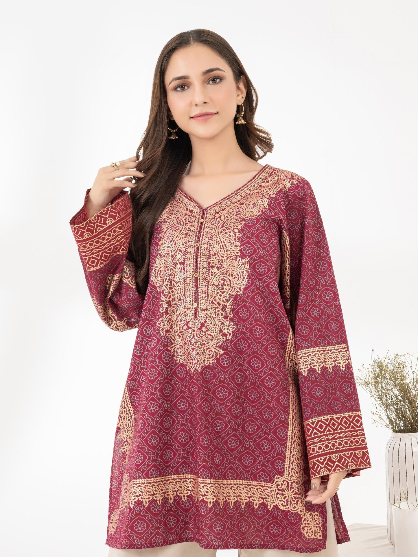 Cambric Kurti-Paste Print (Pret)