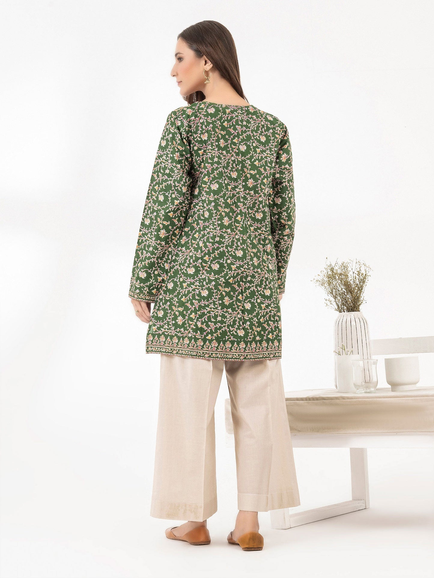 Cambric Kurti-Embroidered (Pret)