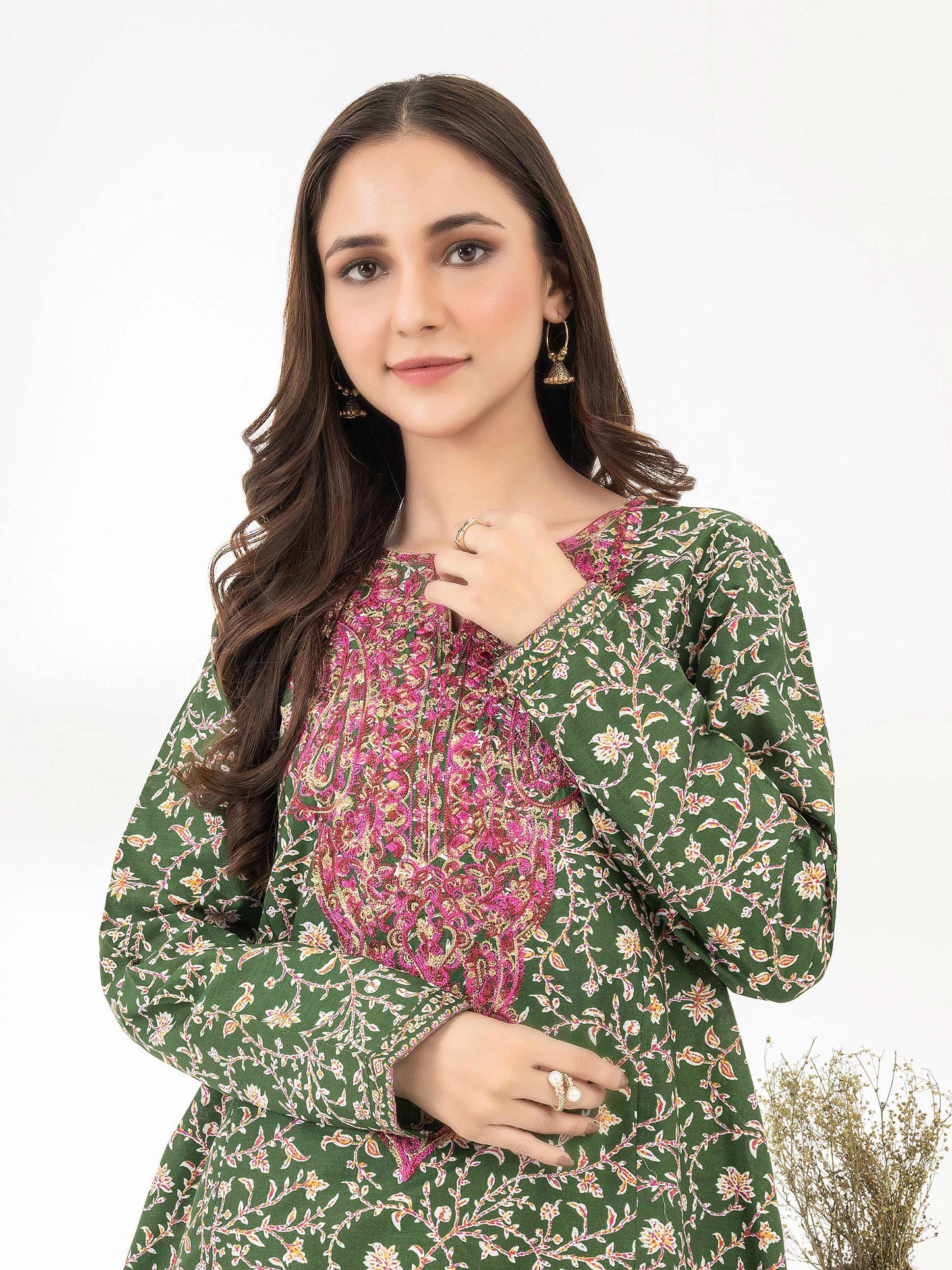 Cambric Kurti-Embroidered (Pret)