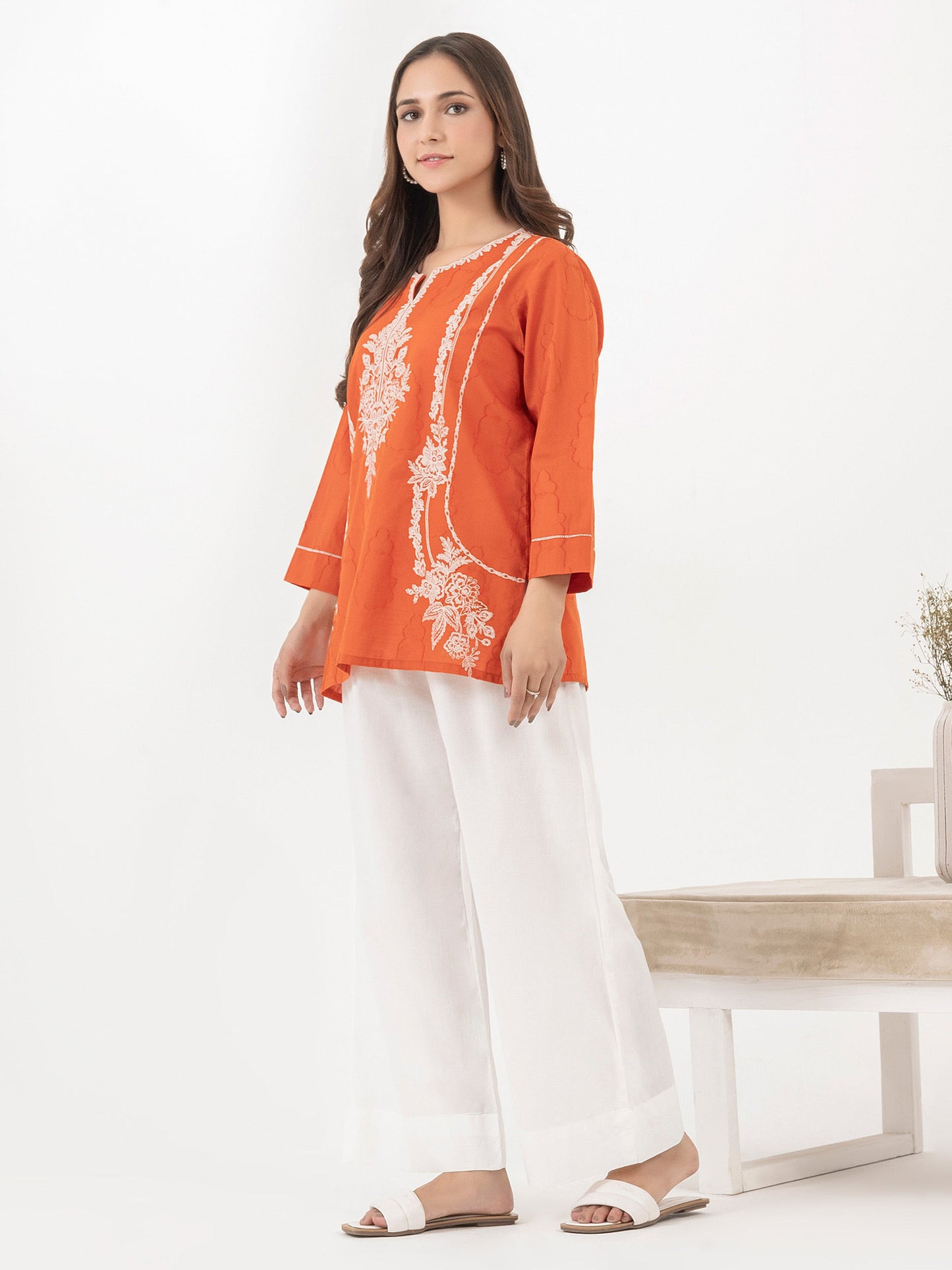 Jacquard Kurti-Embroidered (Pret)