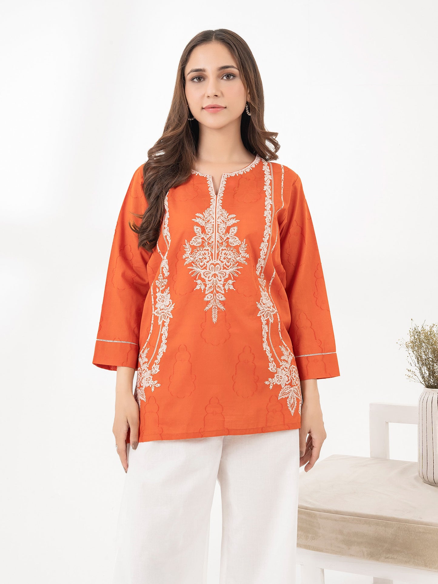 Jacquard Kurti-Embroidered (Pret)