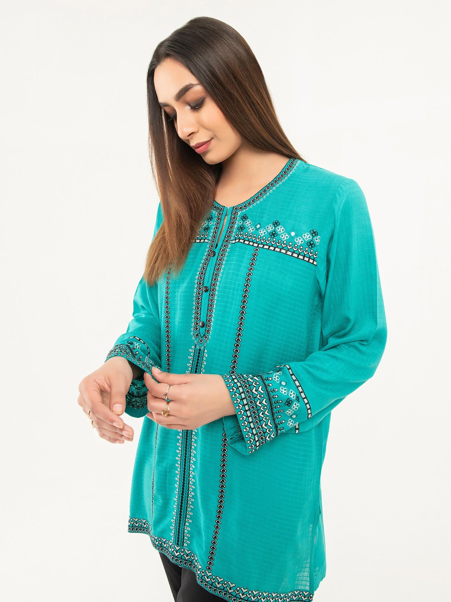 Jacquard Kurti-Embroidered (Pret)