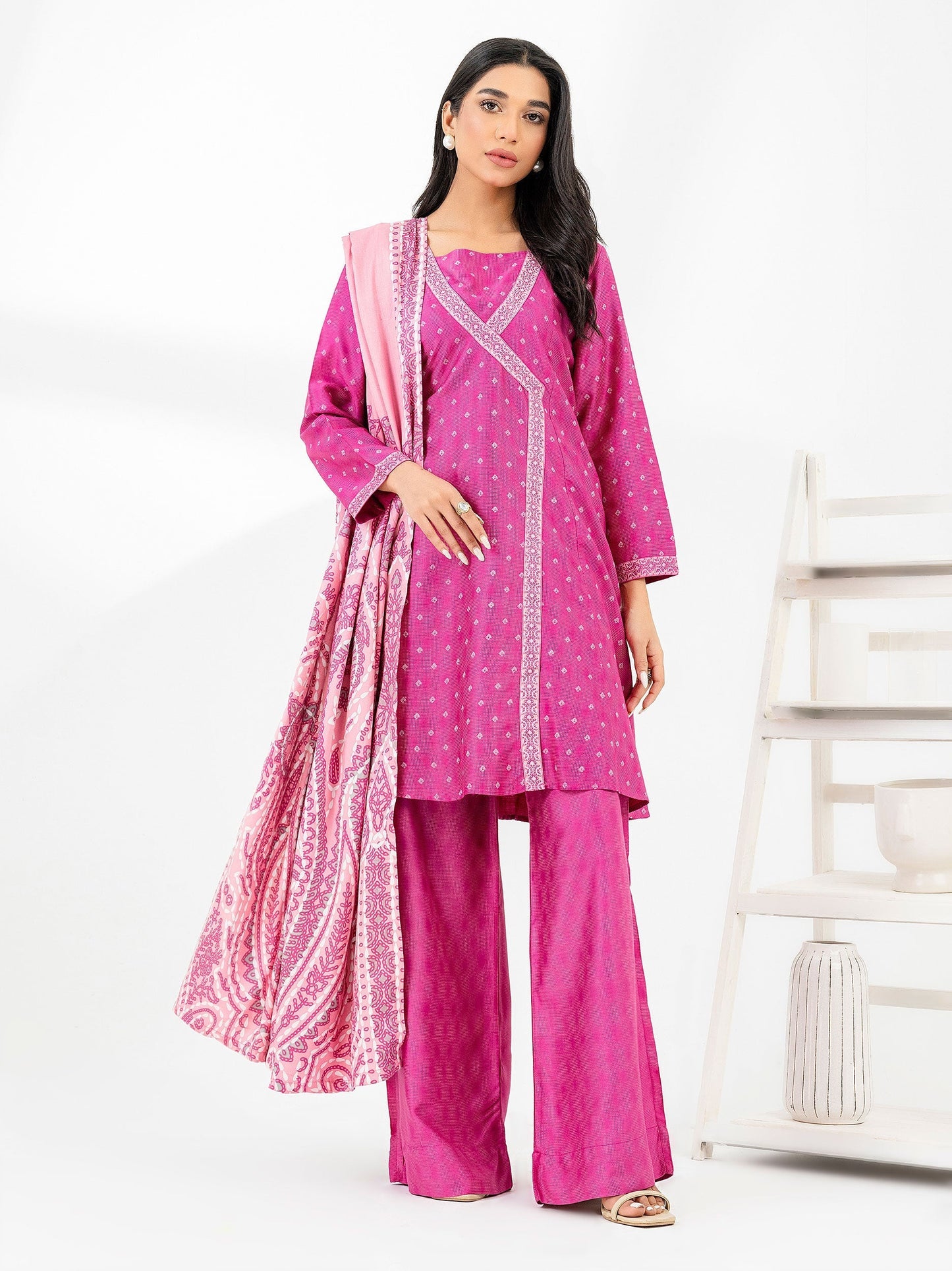 3 Piece Linen Suit-Paste Print (Pret)