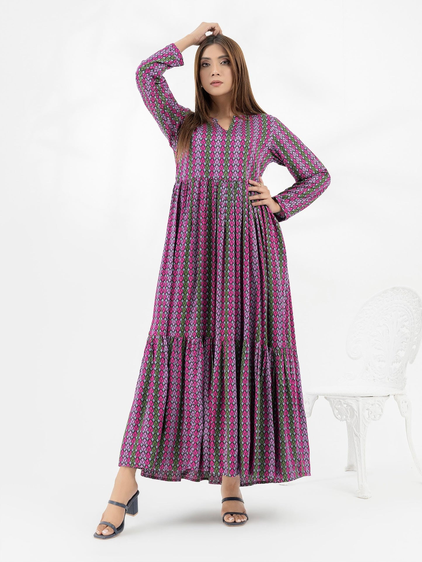 Linen Frock-Printed (Pret)