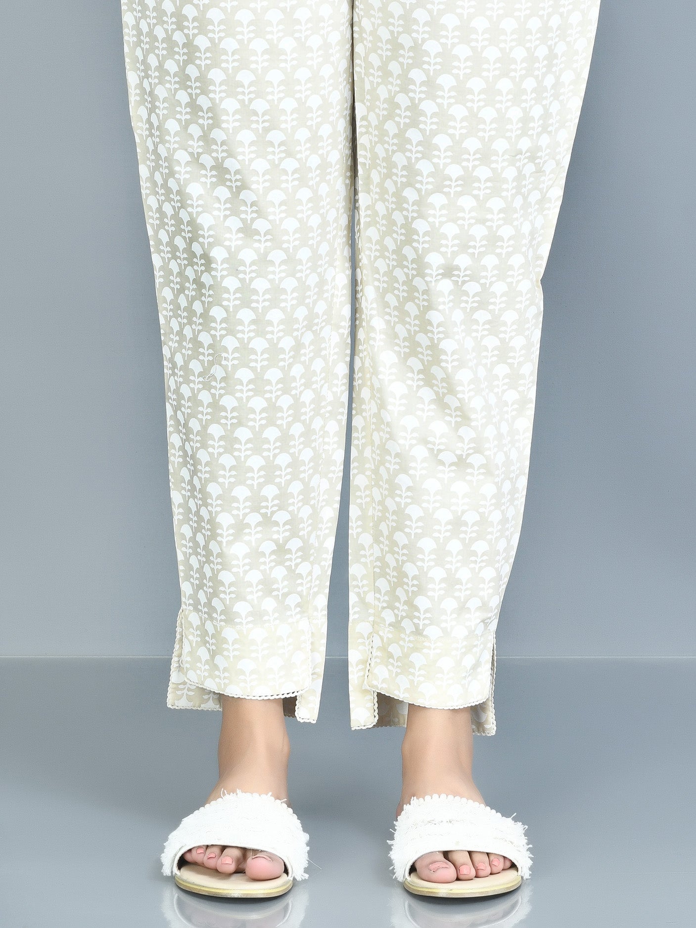 Printed Cambric Trouser - Off White