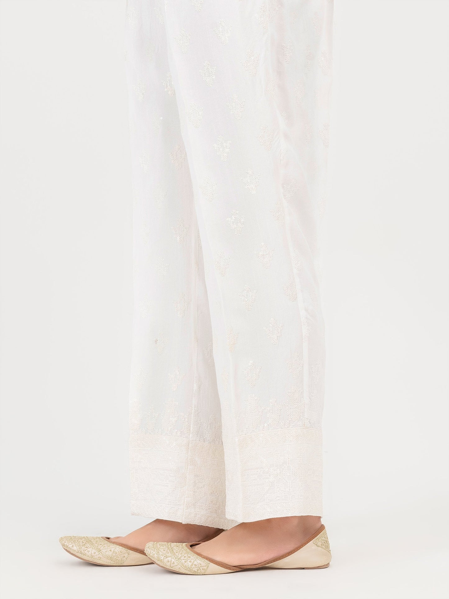 Raw Silk Trouser-Embroidered (Pret)