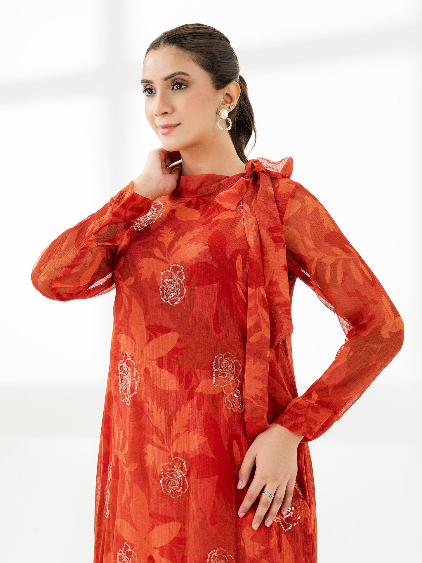 Chiffon Shirt-Embroidered (Pret)