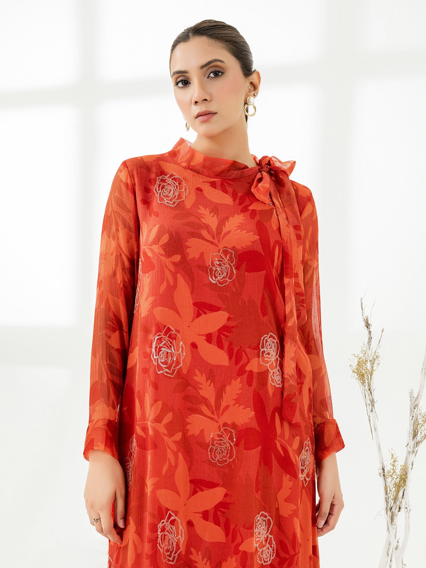 Chiffon Shirt-Embroidered (Pret)