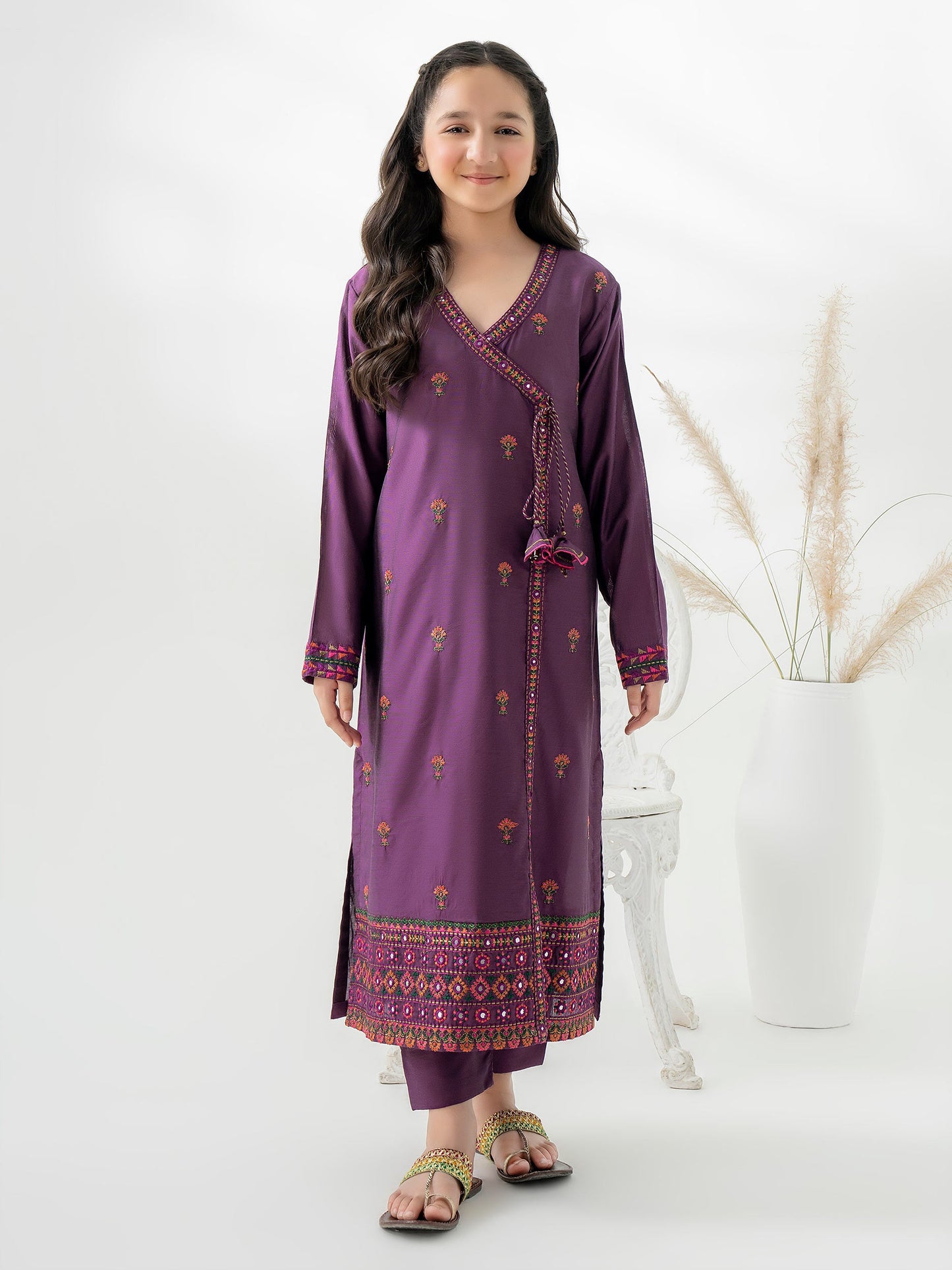 2 Piece Raw Silk Suit-Embroidered