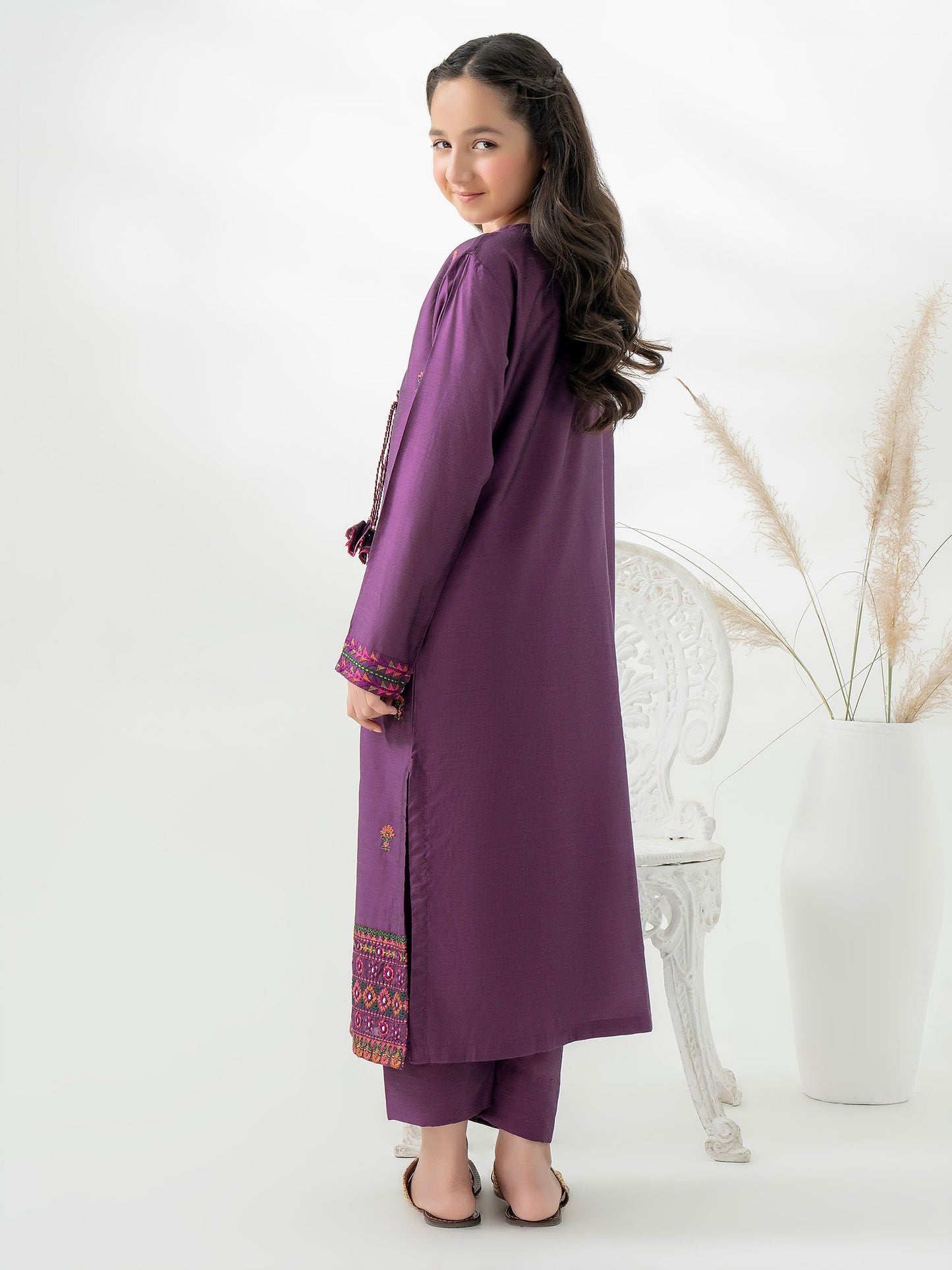 2 Piece Raw Silk Suit-Embroidered