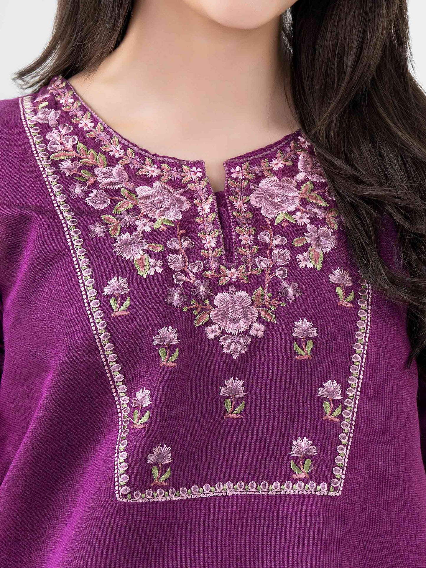 2 Piece Cotton Net Suit-Embroidered