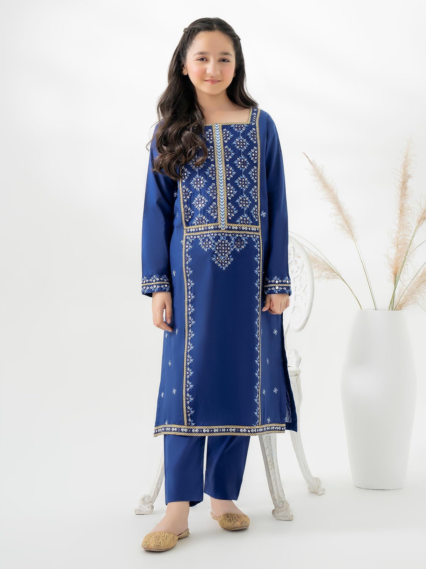 2 Piece Cambric Suit-Embroidered