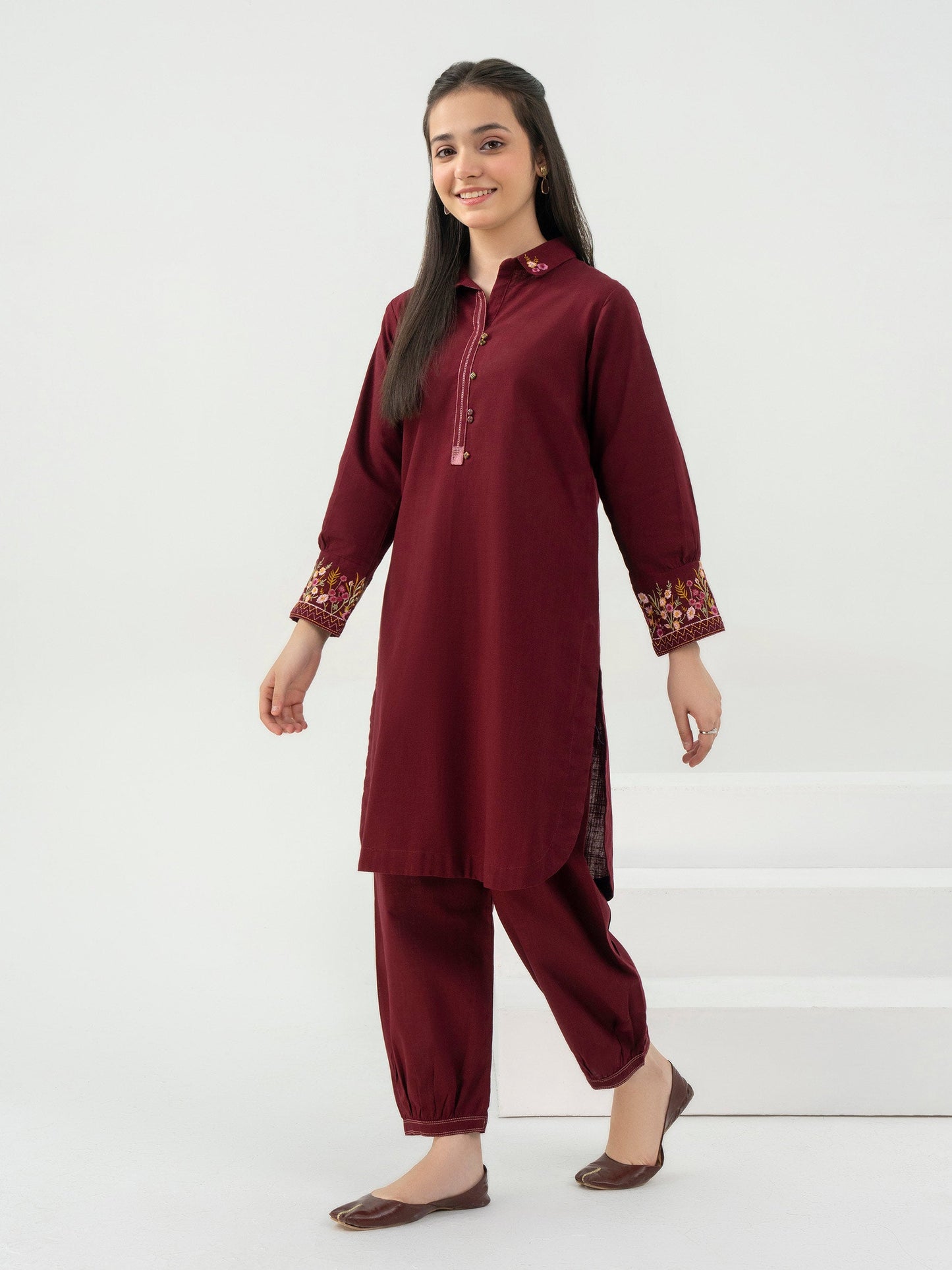 2 Piece Khaddar Suit-Embroidered