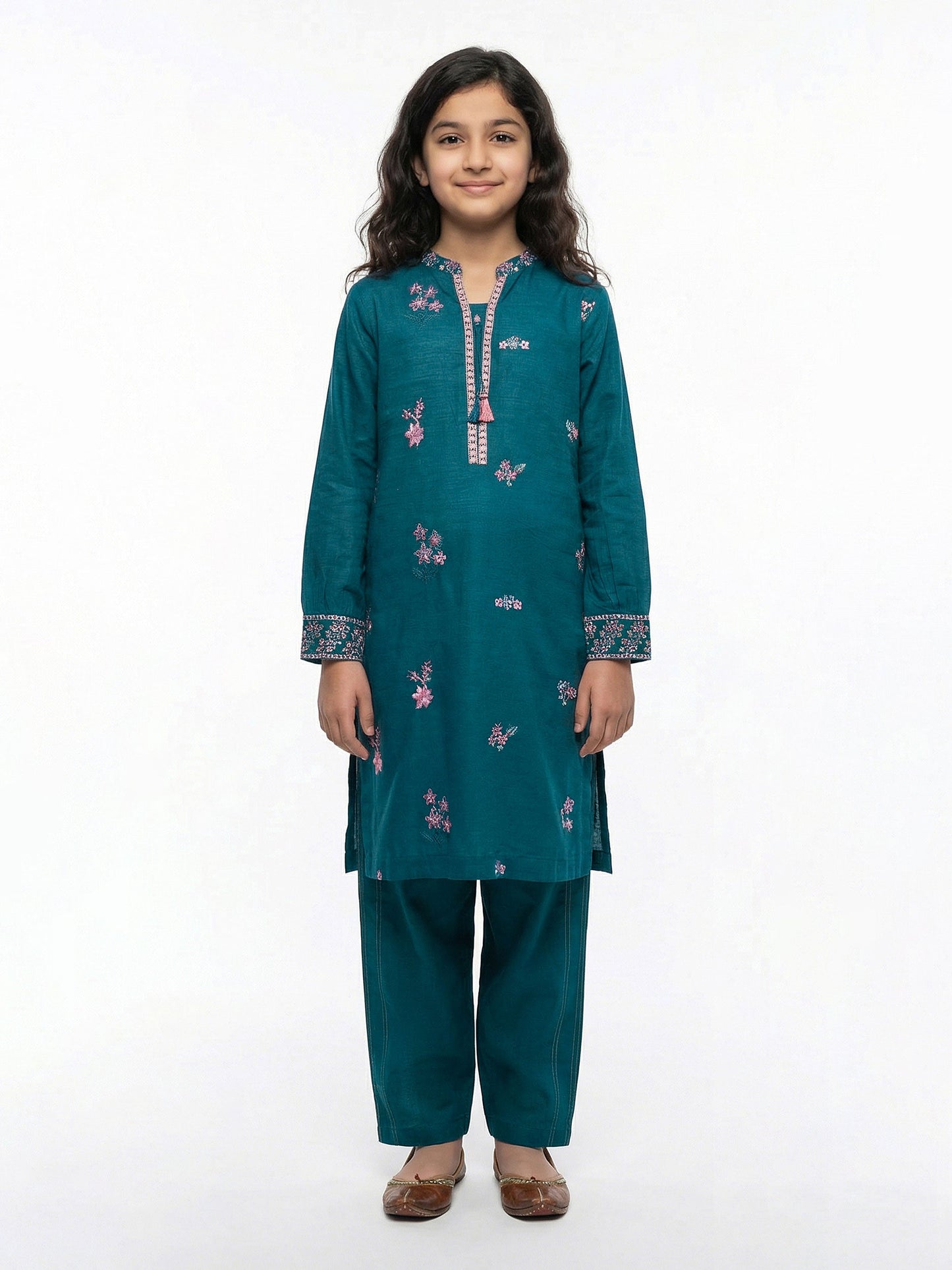 2 Piece Slub Khaddar Suit- Embroidered (Pret)