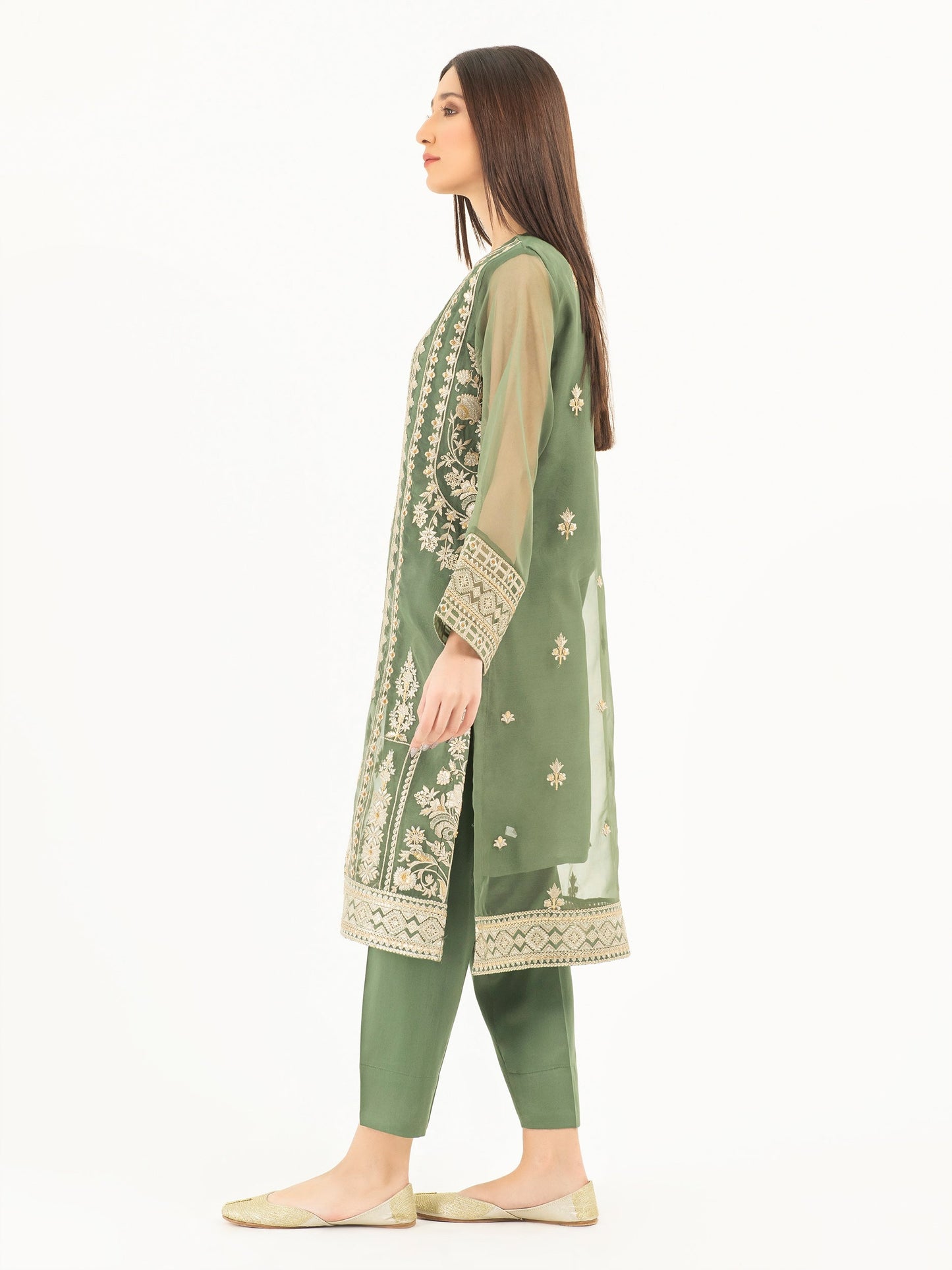 2 Piece Organza Suit-Embroidered (Pret)