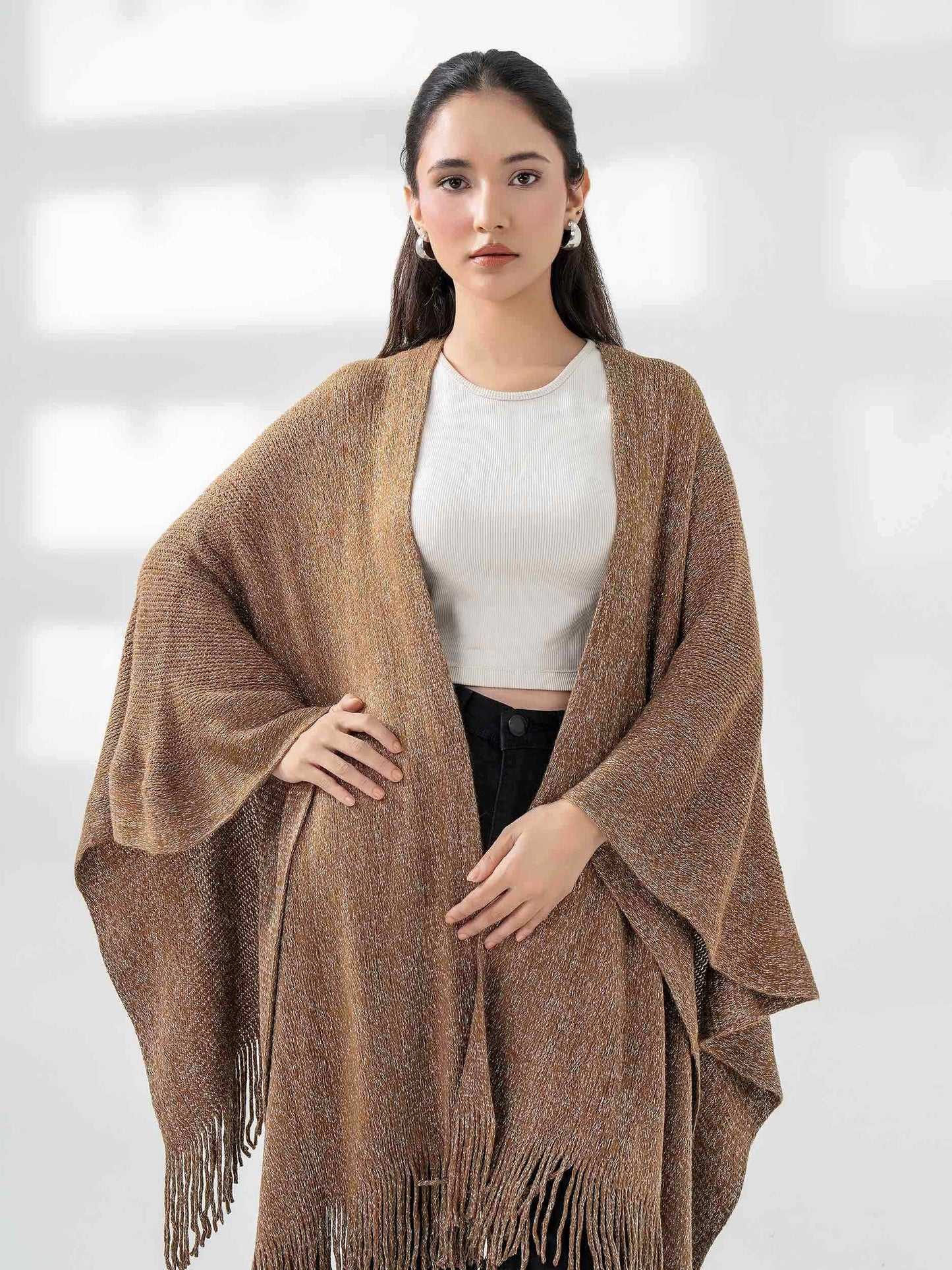 Sparkle Wool Cape Shawl