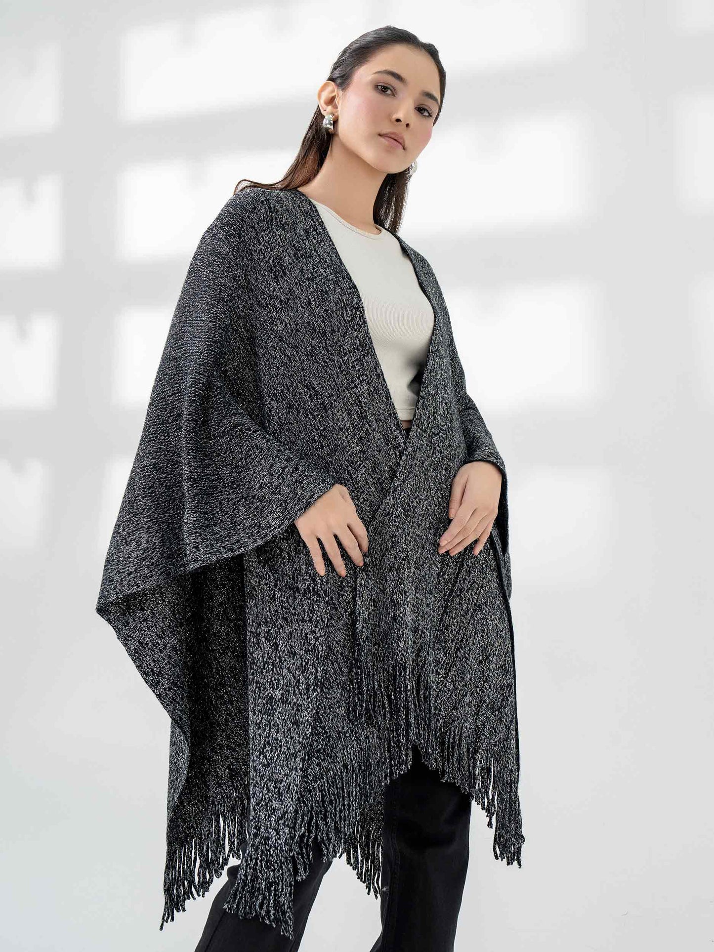 Sparkle Wool Cape Shawl