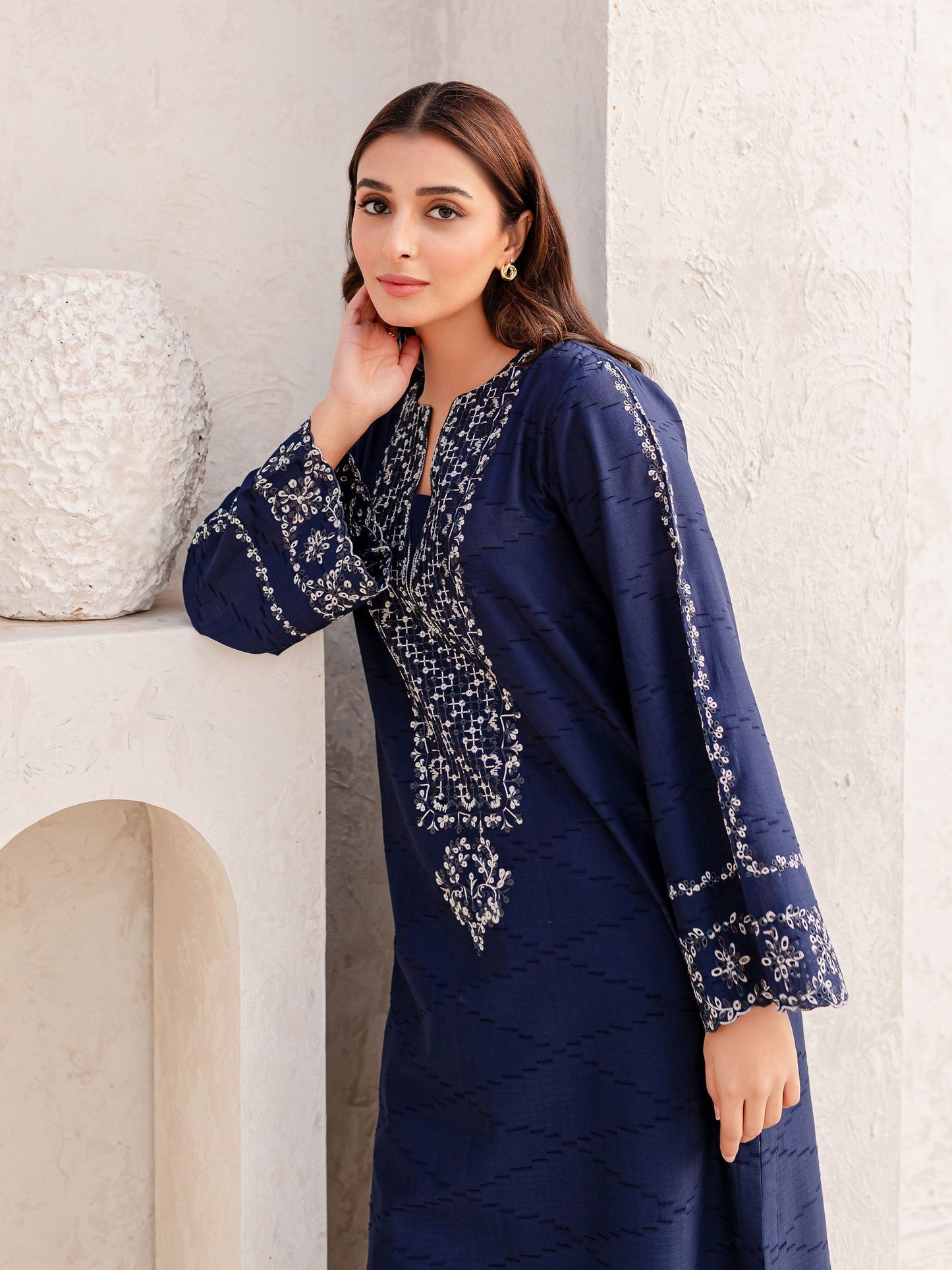 2 Piece Jacquard Suit-Embroidered (Pret)