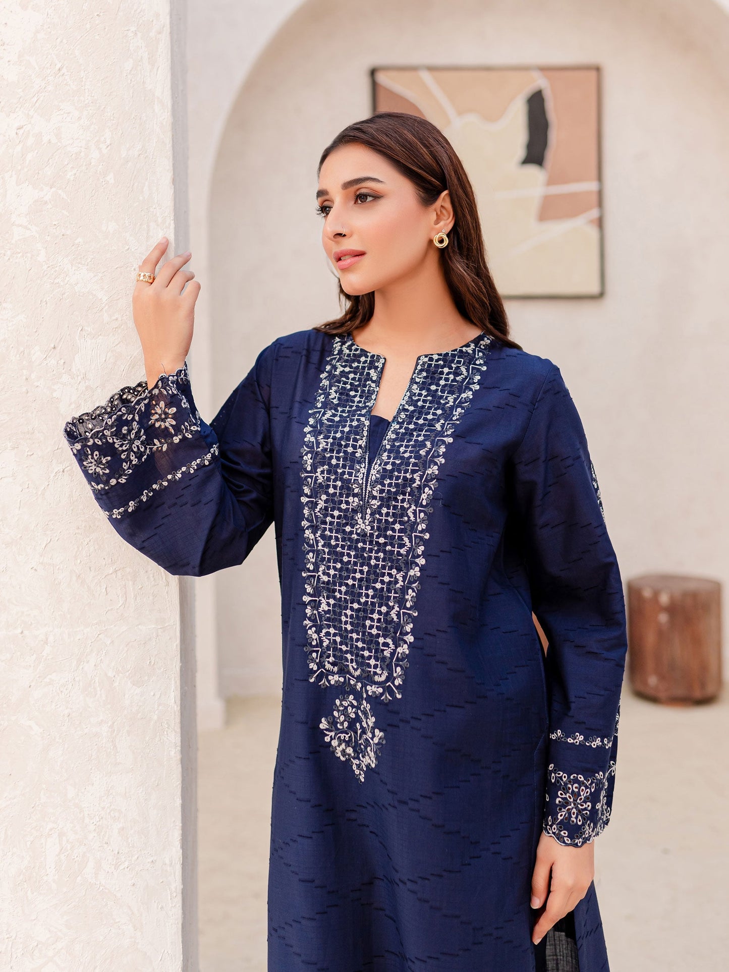 2 Piece Jacquard Suit-Embroidered (Pret)