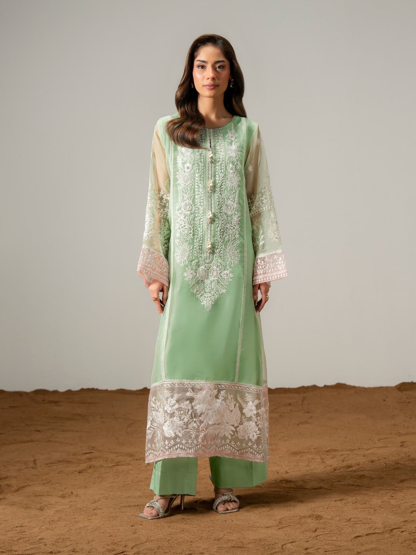 2 Piece Organza Suit-Embroidered (Pret)