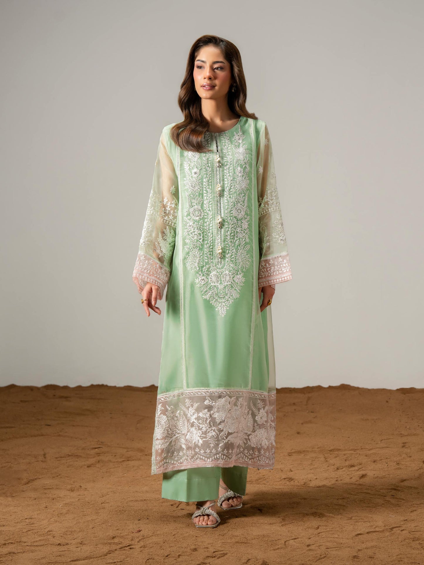 2 Piece Organza Suit-Embroidered (Pret)