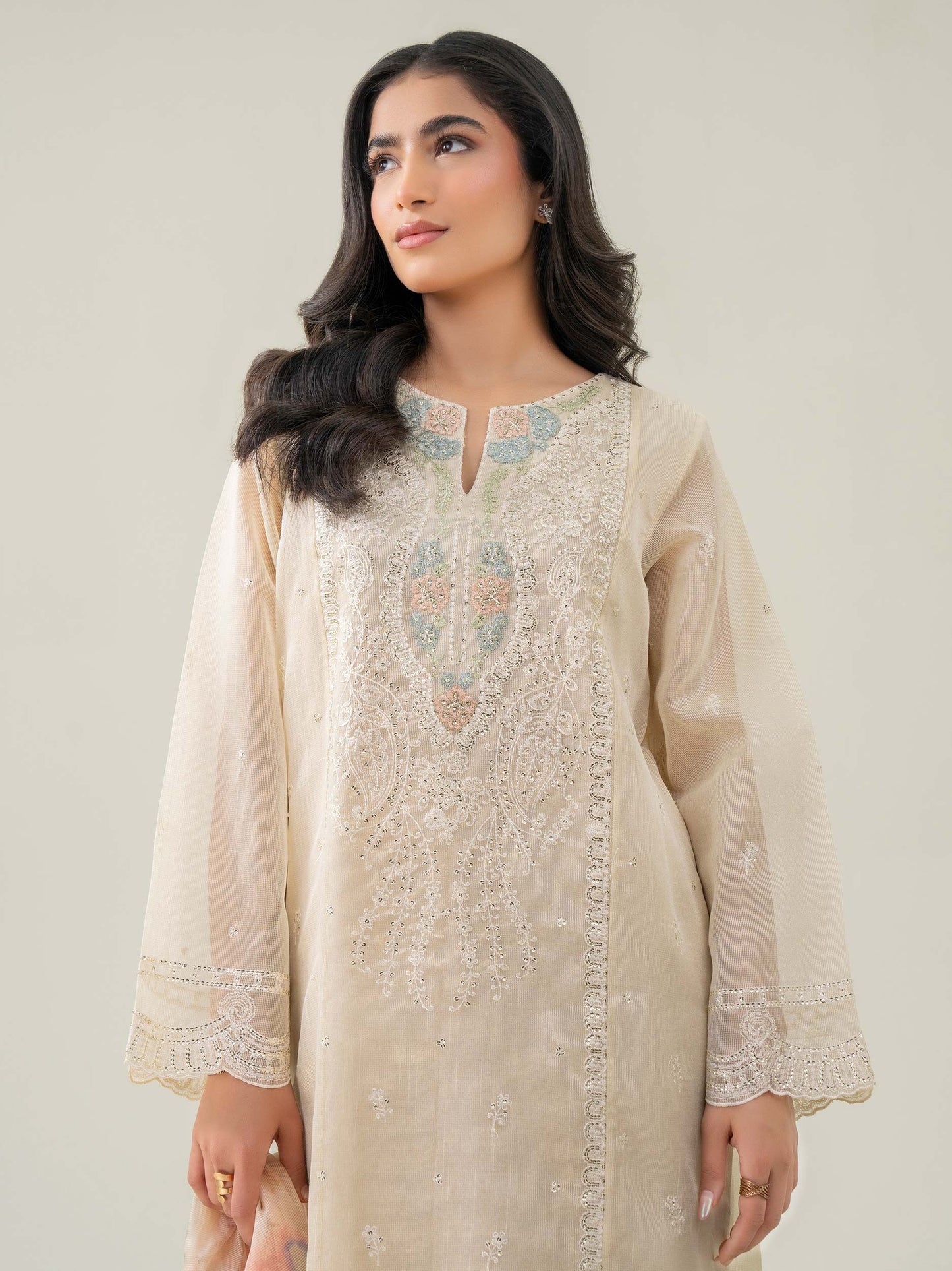 3 Piece Rajjo Net Suit-Embroidered (Pret)